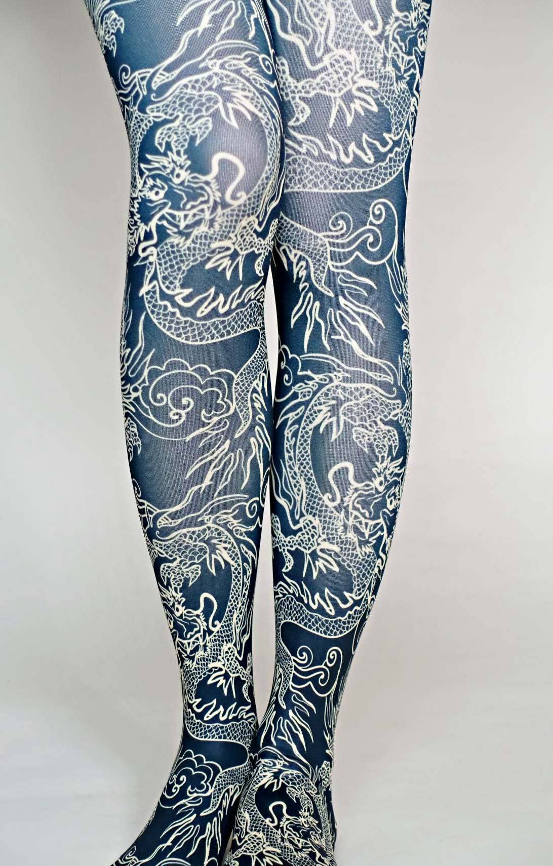 Tabbisocks - Kimono Dragon - tights - black