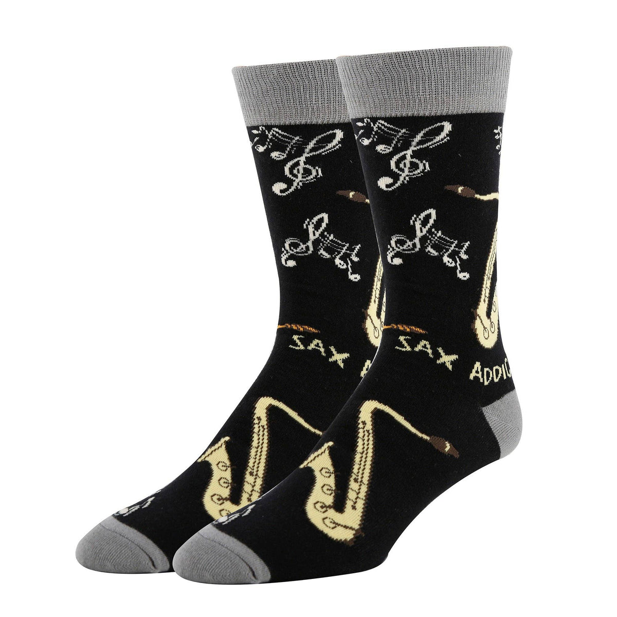 Oooh Yeah!//Sax Addict | Men&#39;s Funny Cotton Crew Socks