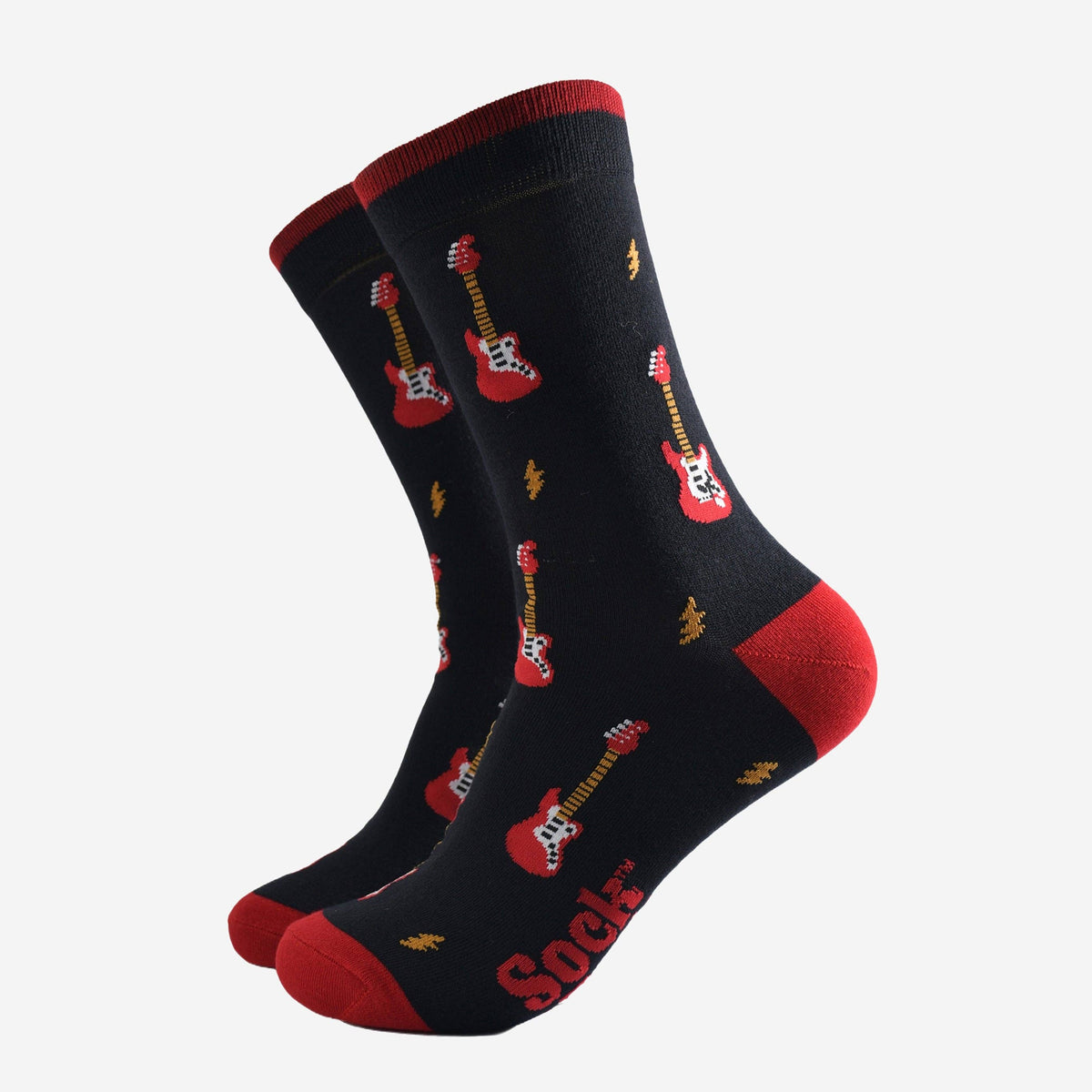 Sock Talk/Men&#39;s Bamboo Socks - Black/Red, Electric Guitar