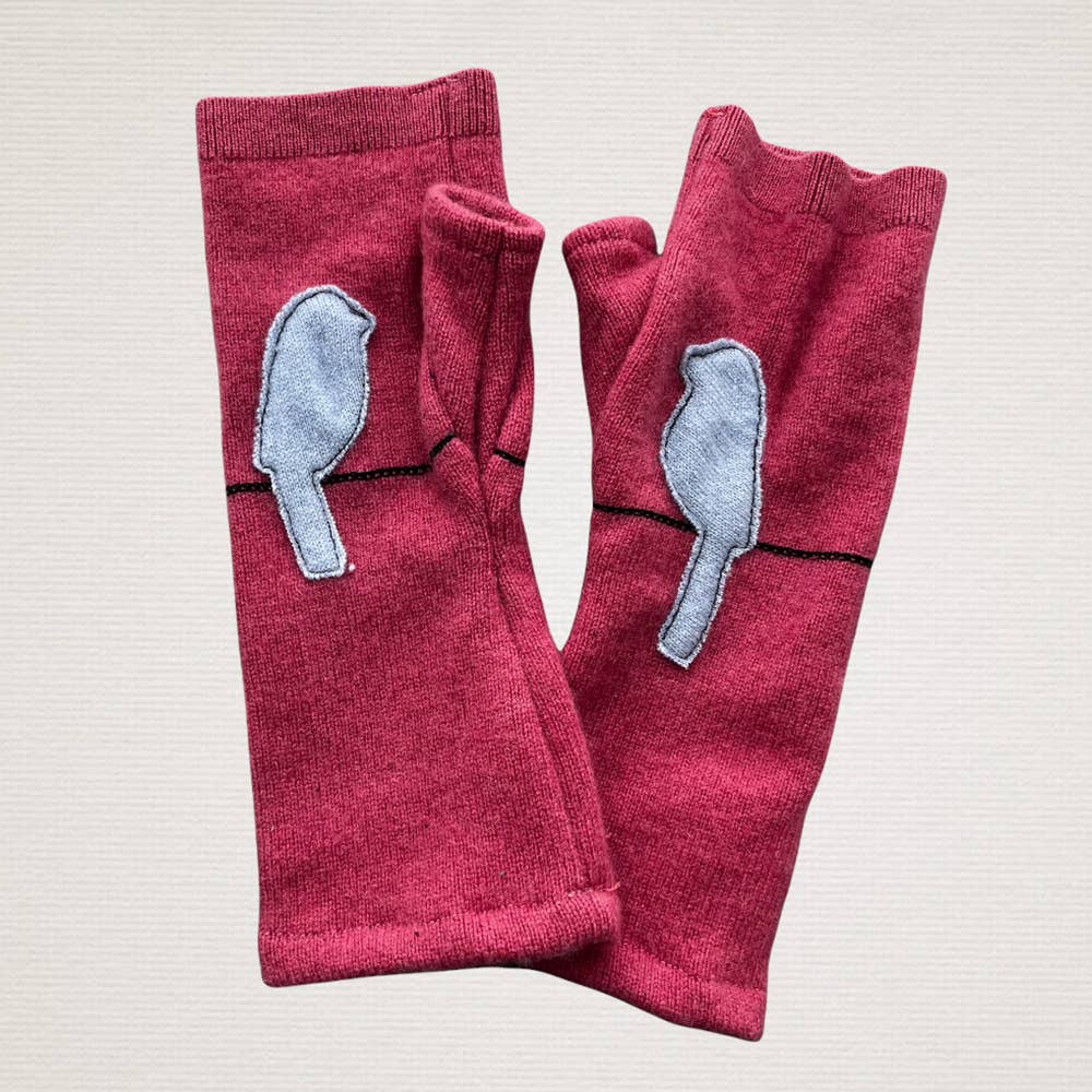 Sardine Fingerless Cashmere Gloves-Bird on Wire