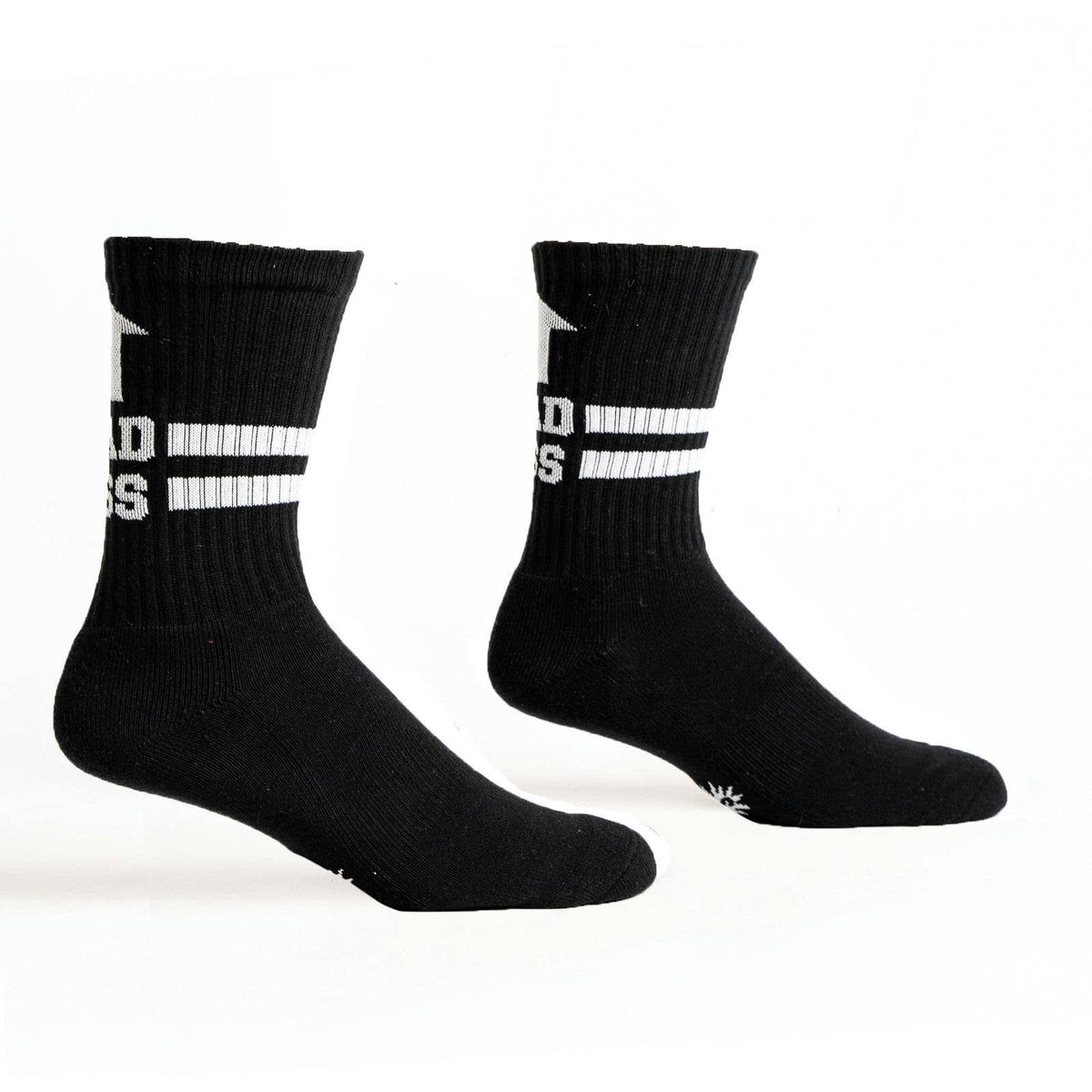 Sock it to Me/Athletic Ribbed Crew Sock: Bad Ass (Black)