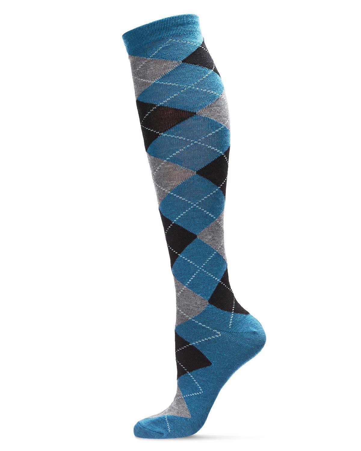 MeMoi Argyle Shades Cashmere Blend Knee High Sock