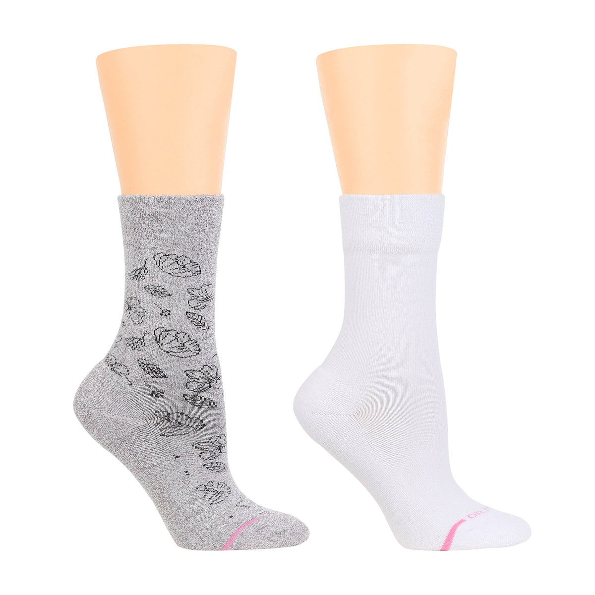 Dr. Motion/Floral Outline | Comfort Top Socks For Women