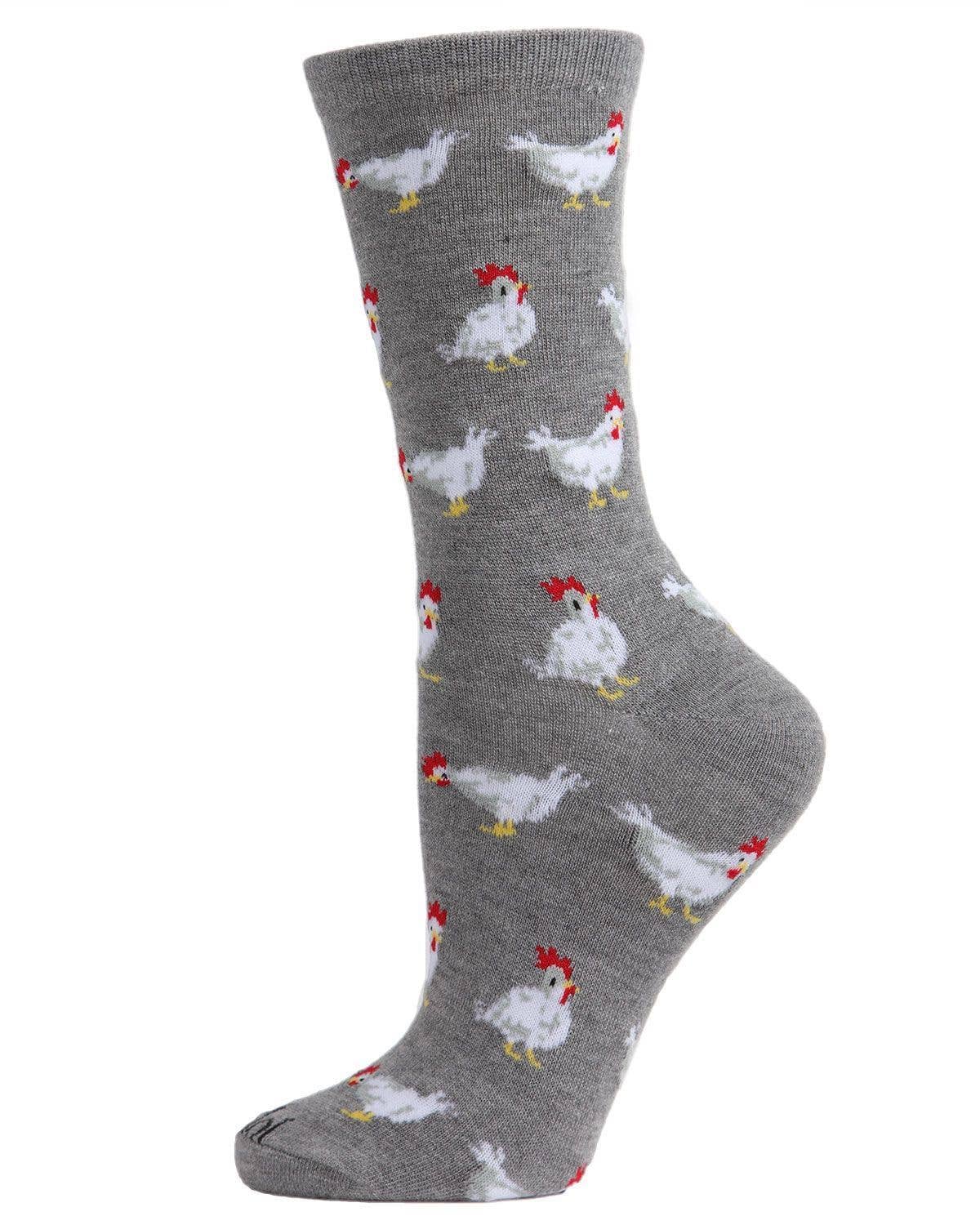 MeMoi/Chickens Bamboo Blend Crew Socks