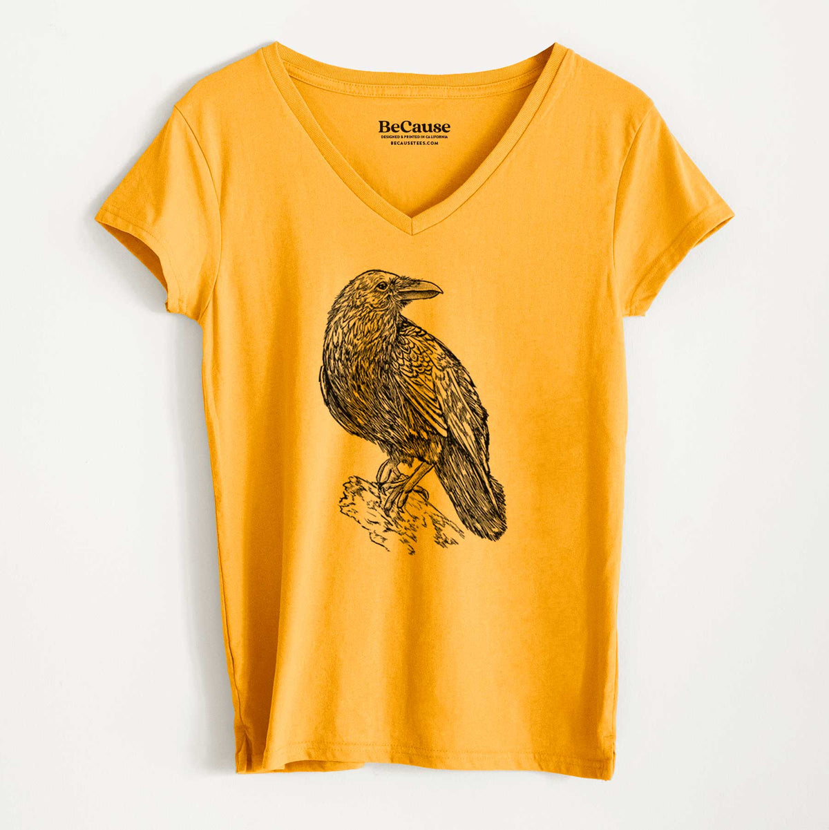 BeCause Tees/Corvus corax - Common Raven - Women&#39;s 100% Recycled V-neck