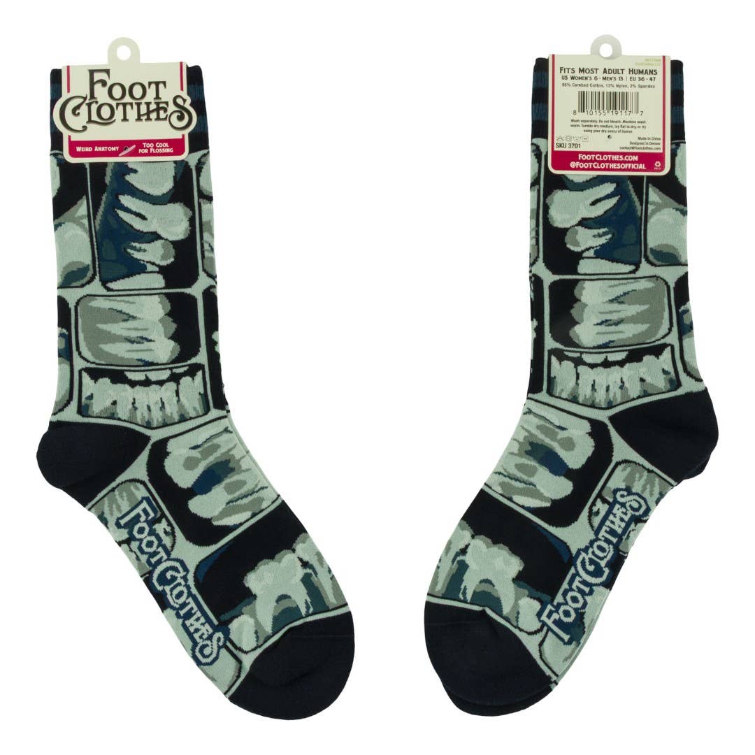 Foot Clothes/Too Cool for Flossing Teeth X-Ray Crew Socks