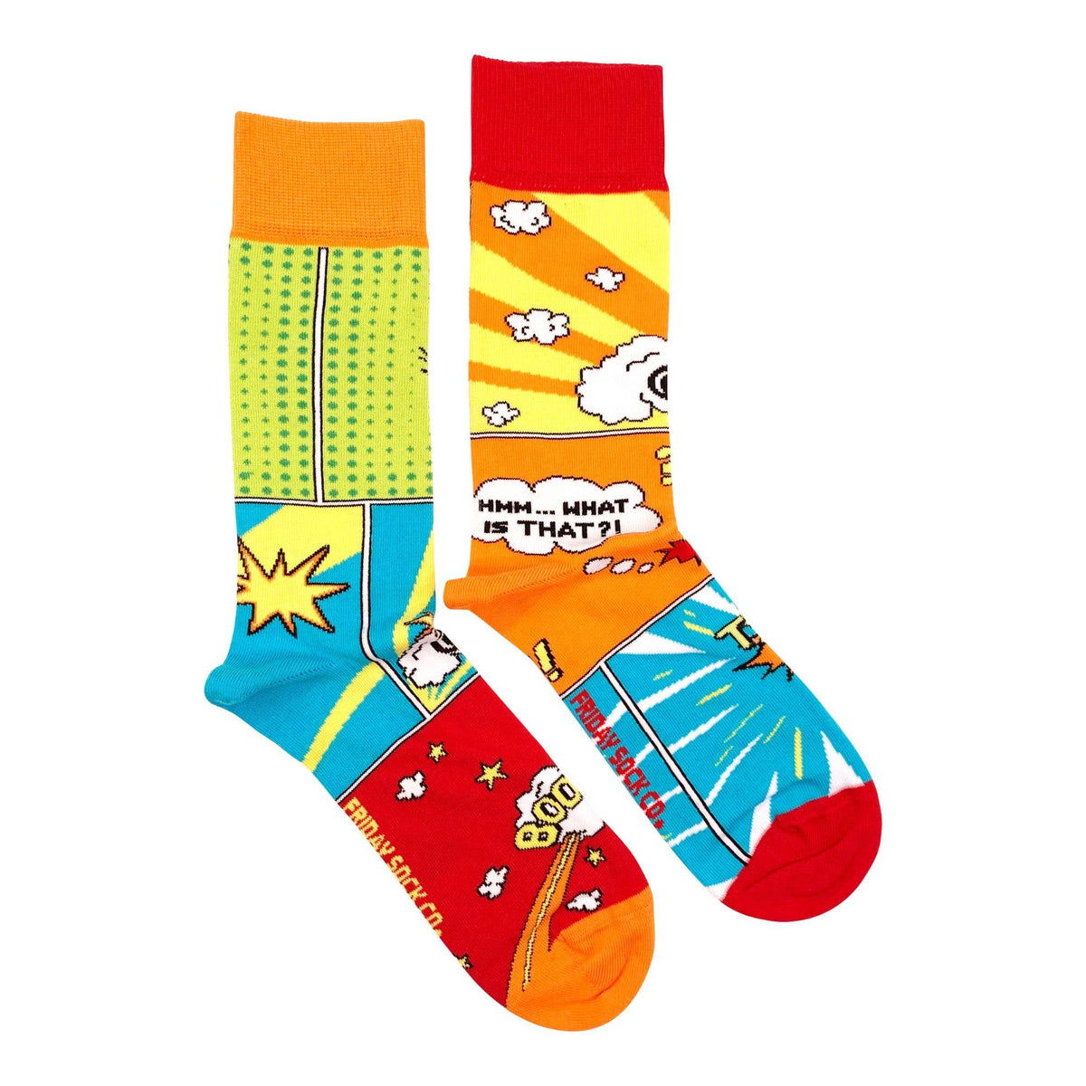 Friday Sock Co/Fun Men&#39;s Socks | Comic Book | Mismatched | Premium Cotton