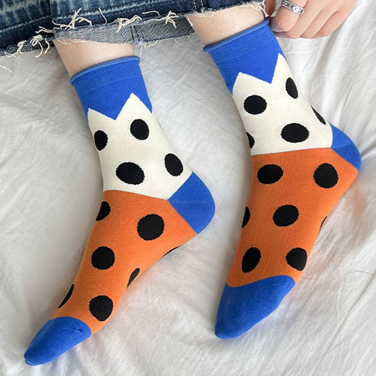 Yuppie Sox ALL-SEASON PURE COTTON MID-TUBE POLKA DOT SOCKS