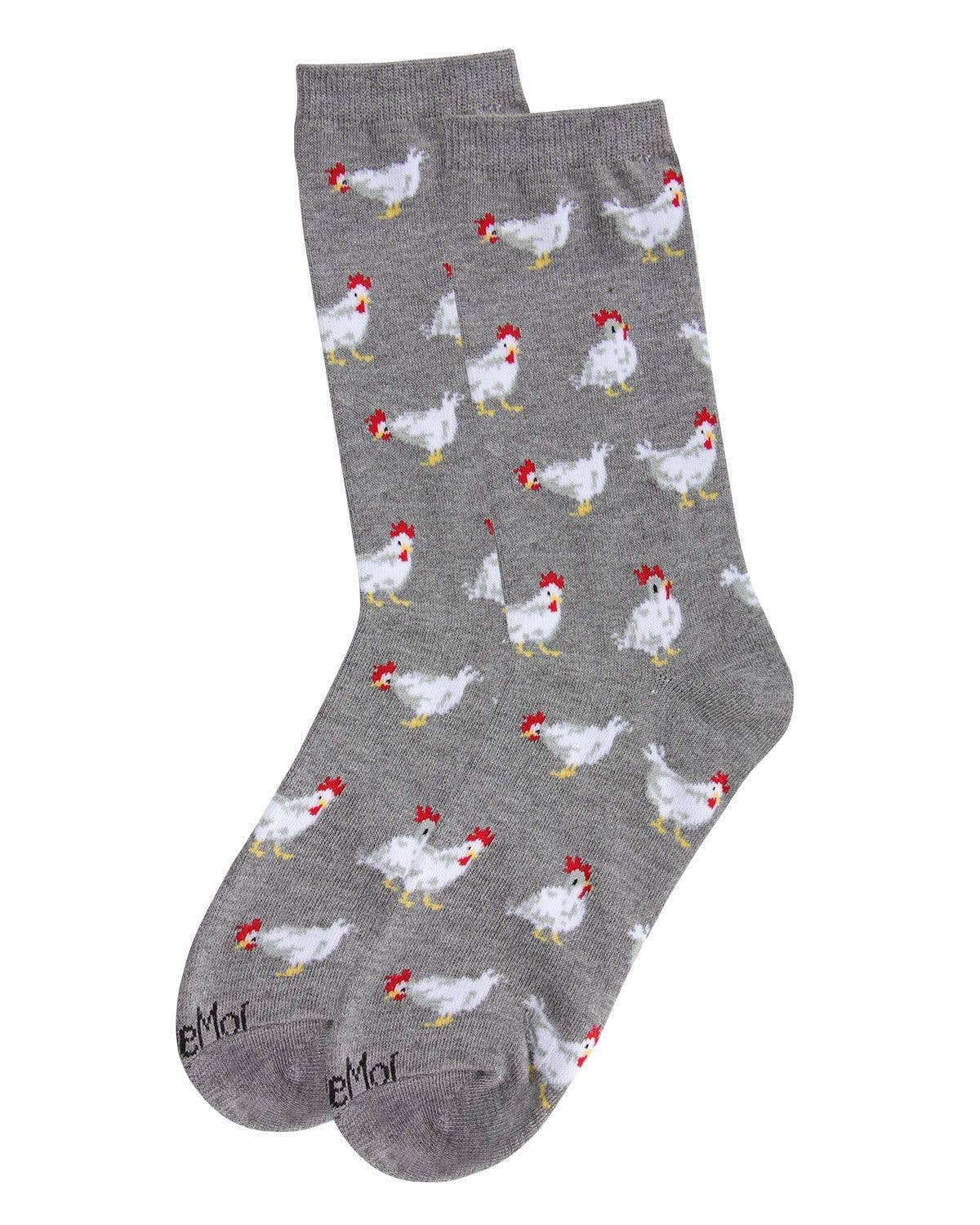 MeMoi/Chickens Bamboo Blend Crew Socks