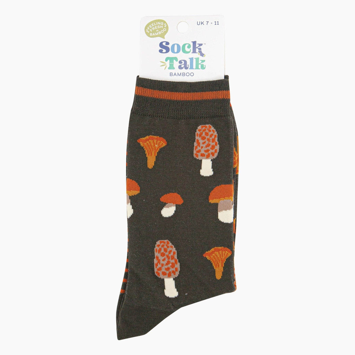 Sock Talk/Men's Bamboo Socks - Khaki, Mushroom Foraging