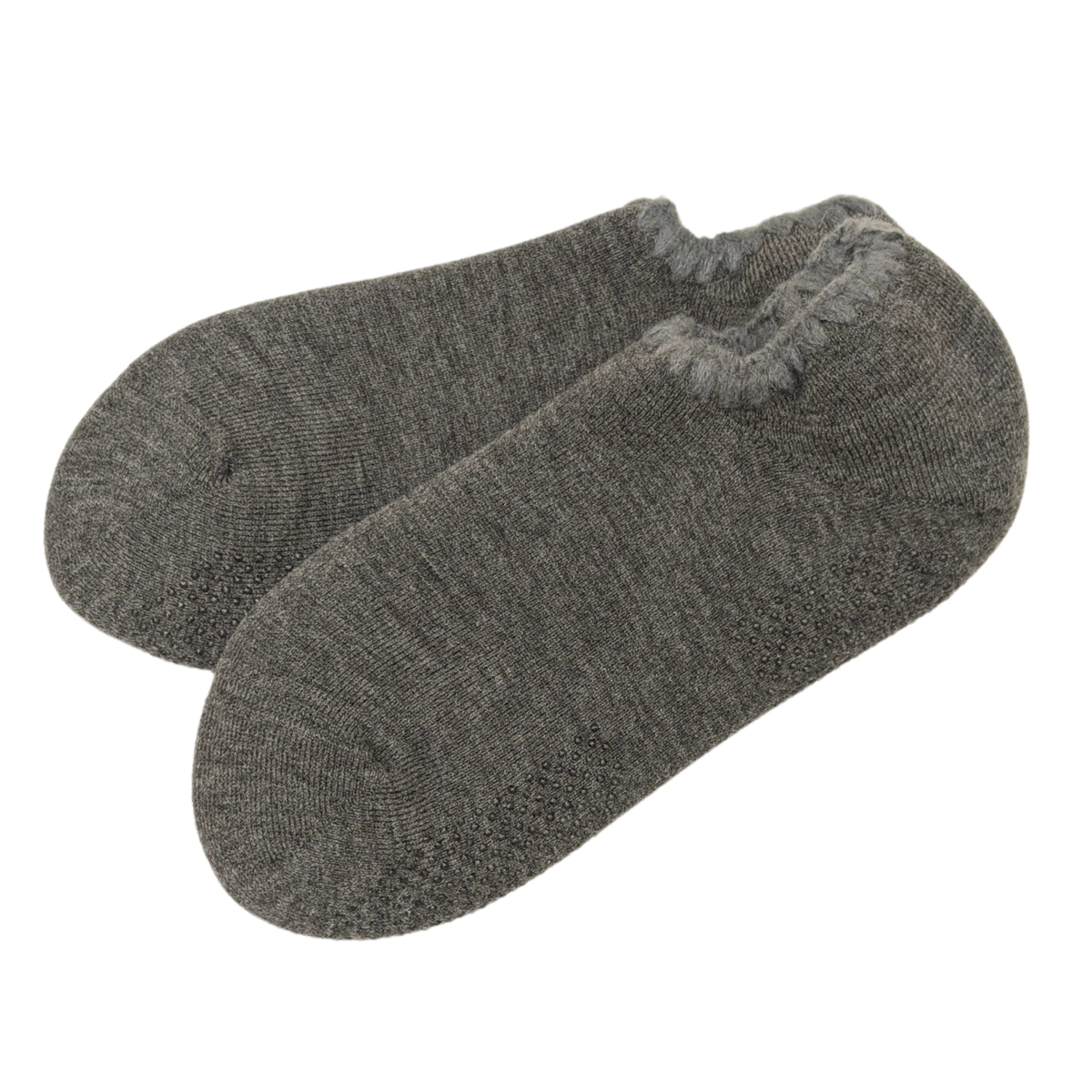 Cherrystone/Handcrafted Wool Slipper Socks with Grips Size Large