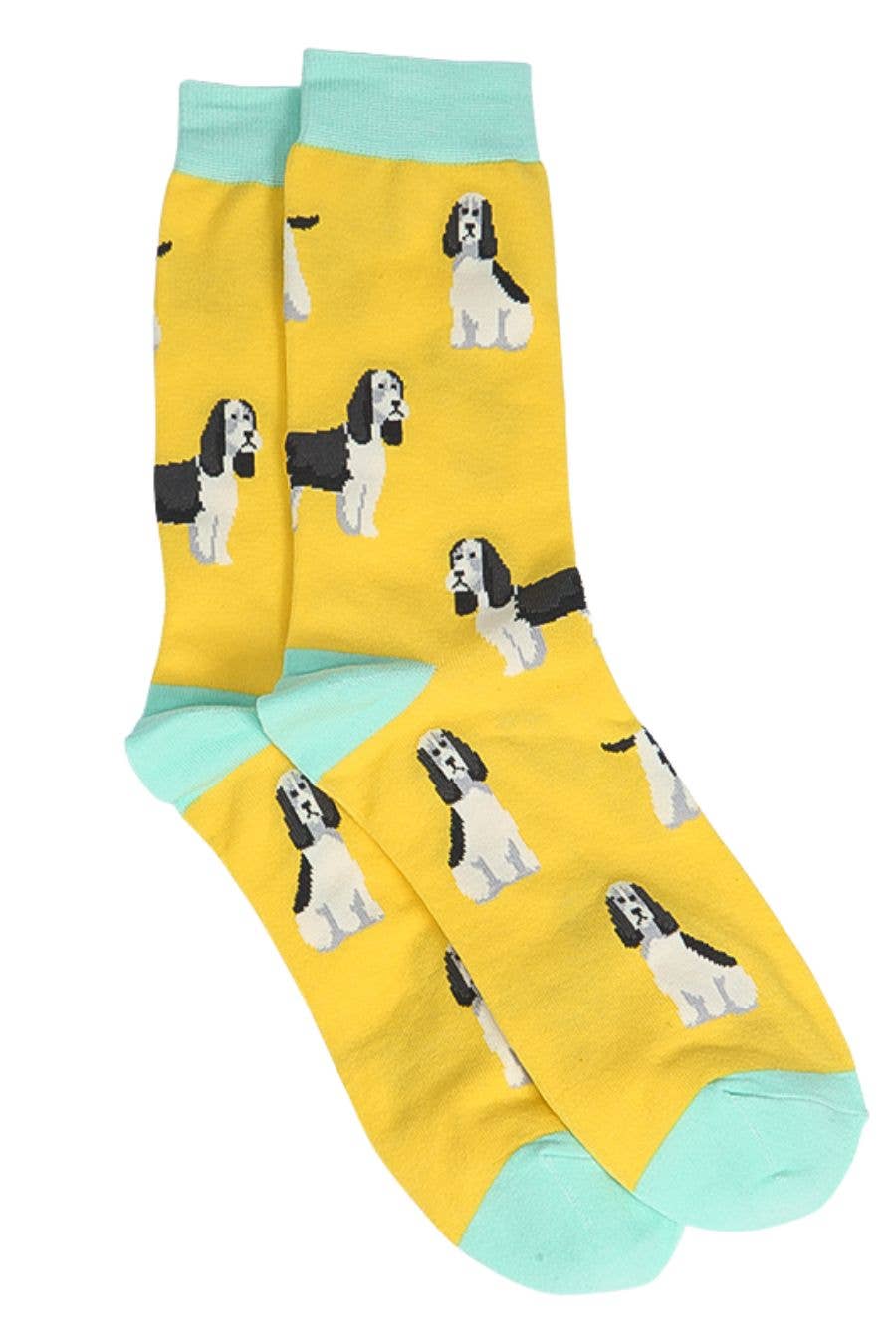 Sock Talk/Mens Bamboo Dog Socks Spaniel Novelty Dress Socks Yellow