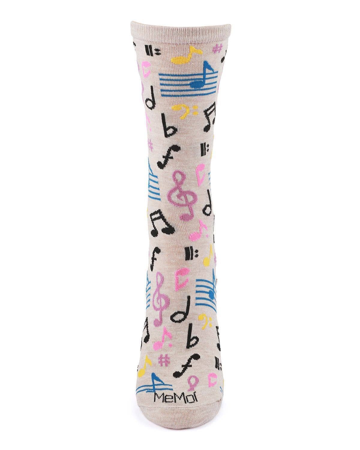 MeMoi Musical Notes Bamboo Crew Sock