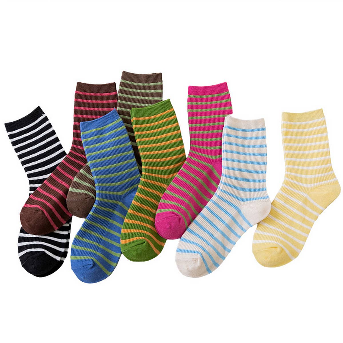 Yuppie Sox WOMEN NEW STRIPED CUTE BREATHABLE PILE SOCKS