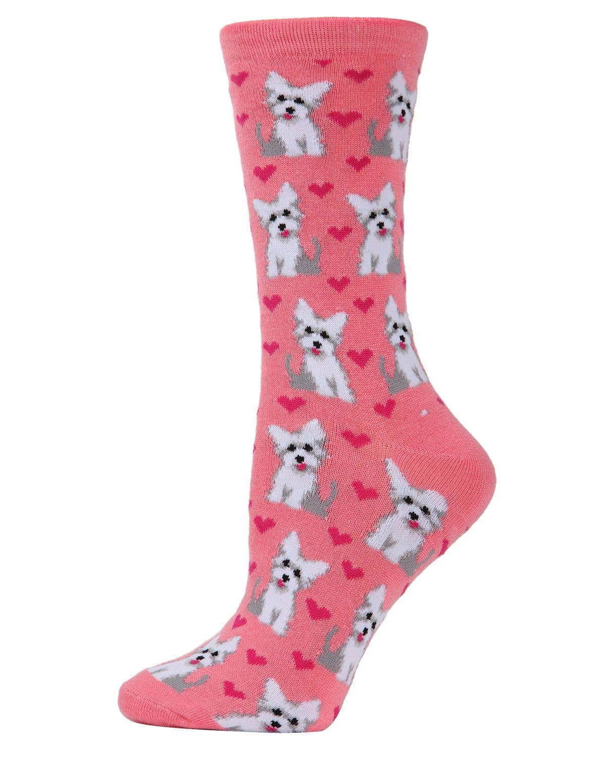 MeMoi Puppy Love Bamboo Crew Socks