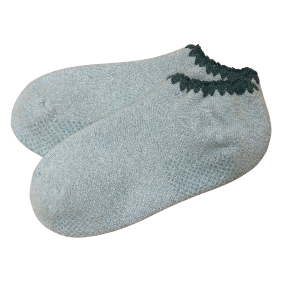 Cherrystone/Handcrafted Angora Blend Slipper Socks with Grips | Large