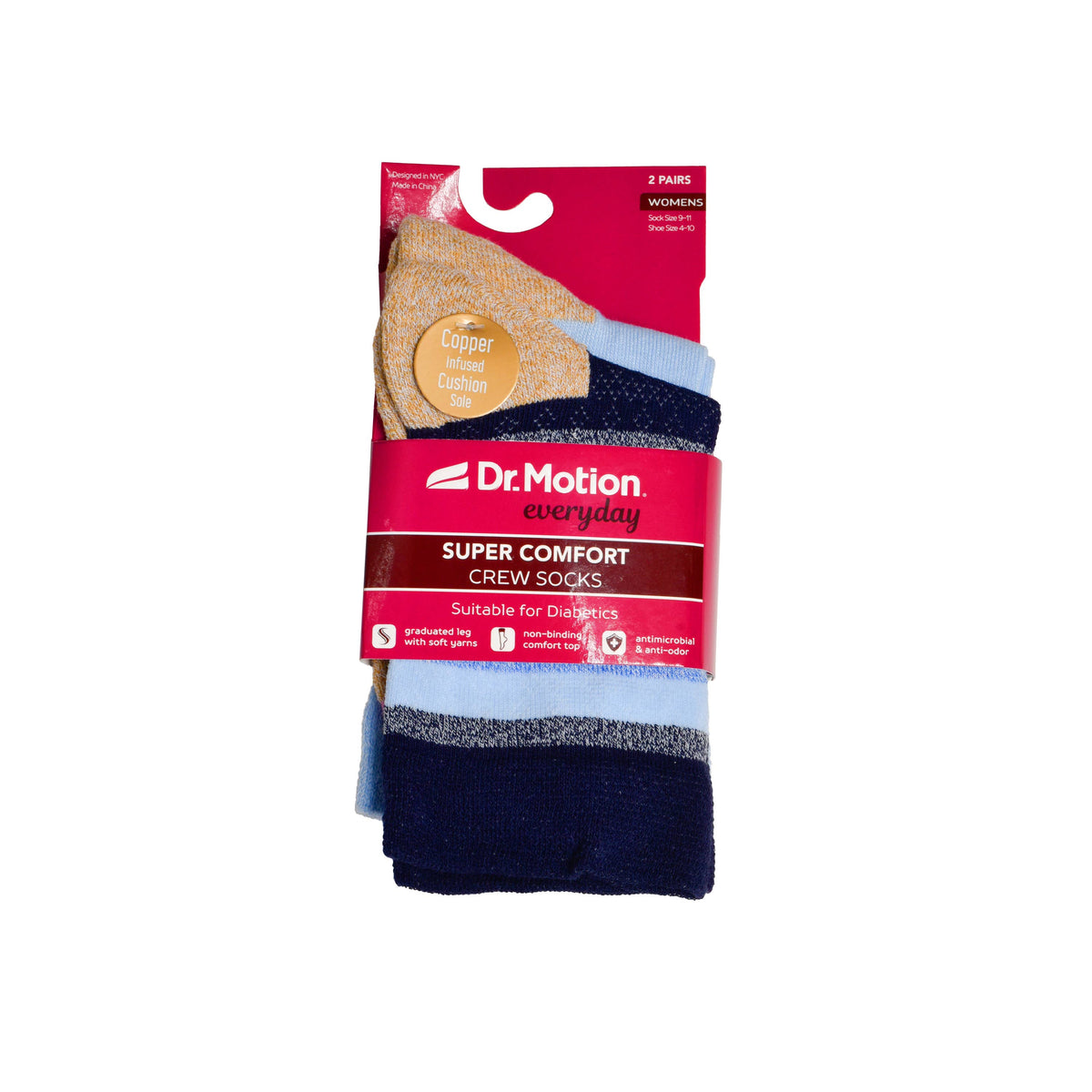 Dr. Motion/Multi Stripe Texture | Comfort Top Half-Cushion Socks For Women