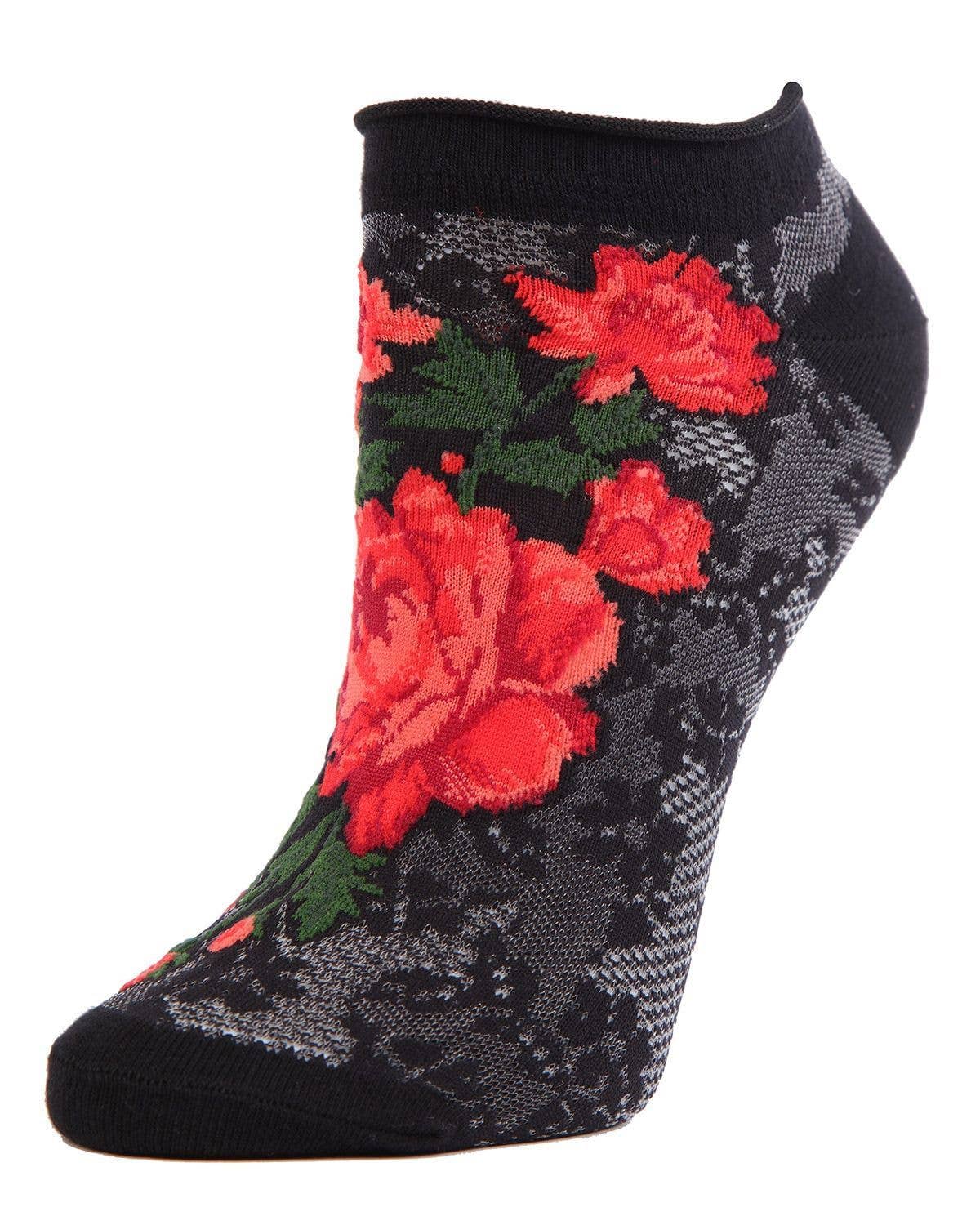 MeMoi Love and Lace Low Cut Floral Socks