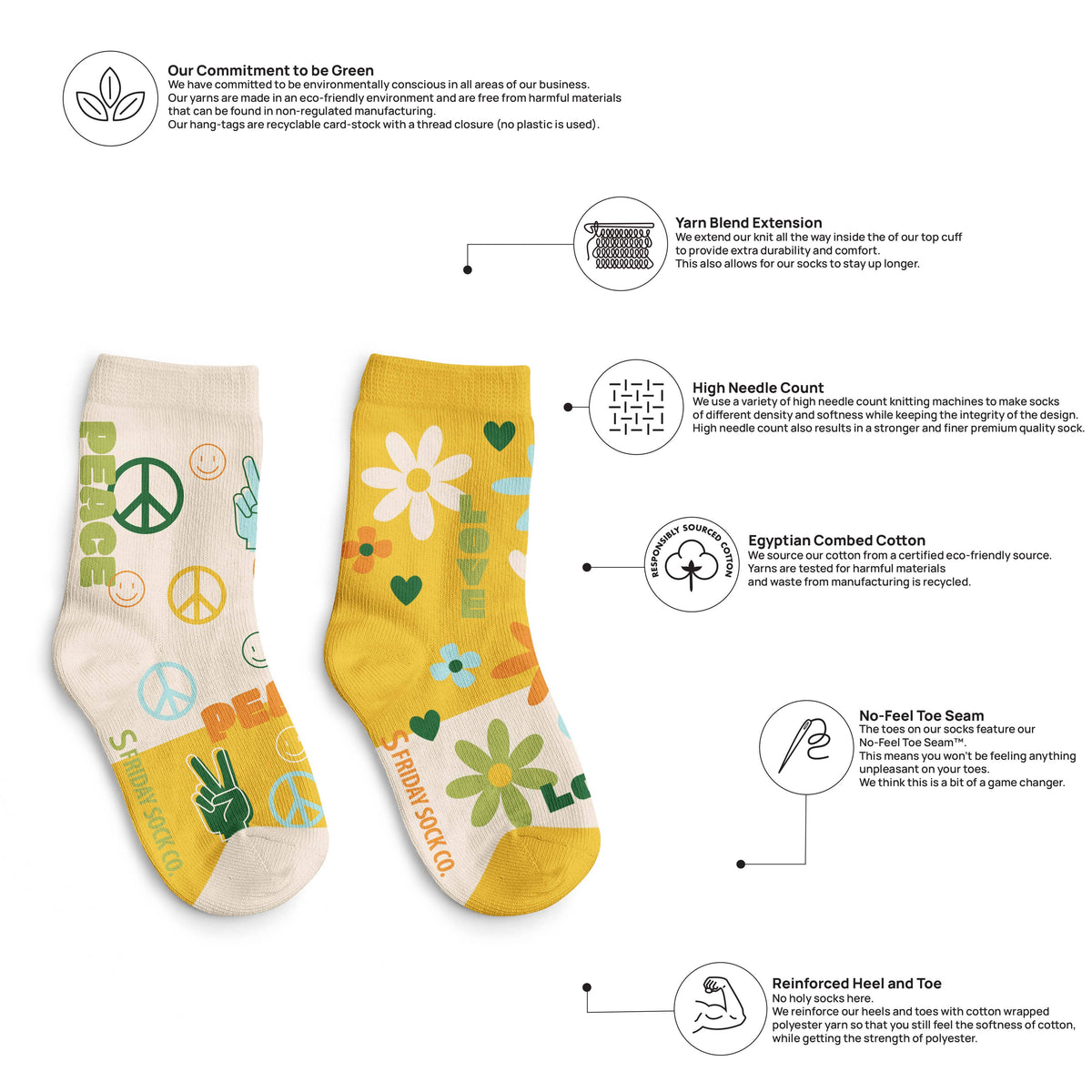 Friday Sock Co/Kid's Peace and Love Socks