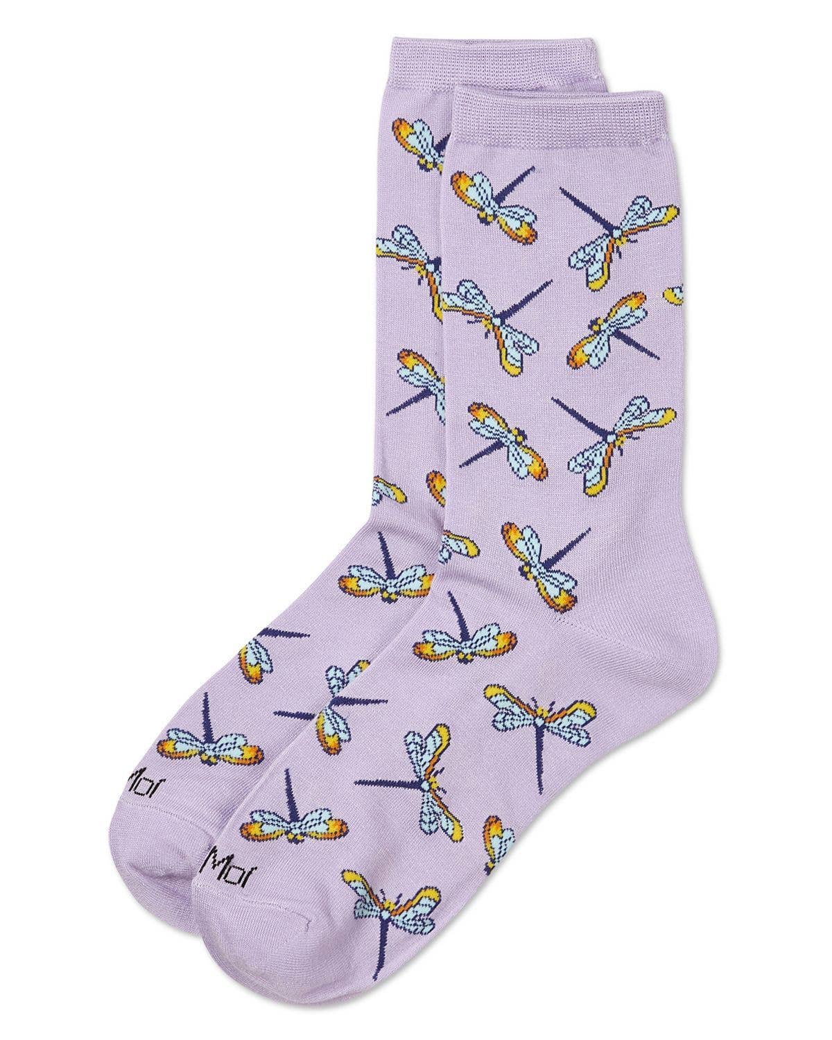 Memoi/Women&#39;s Dragonflies Rayon from Bamboo Crew Socks