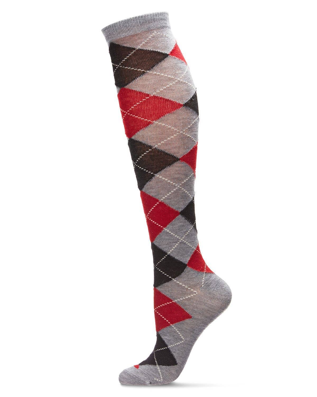 MeMoi Argyle Shades Cashmere Blend Knee High Sock