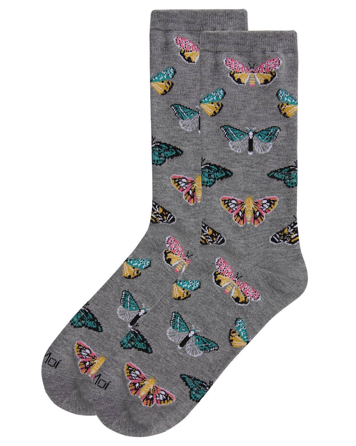 MeMo/Butterfly Bamboo Blend Crew Socks