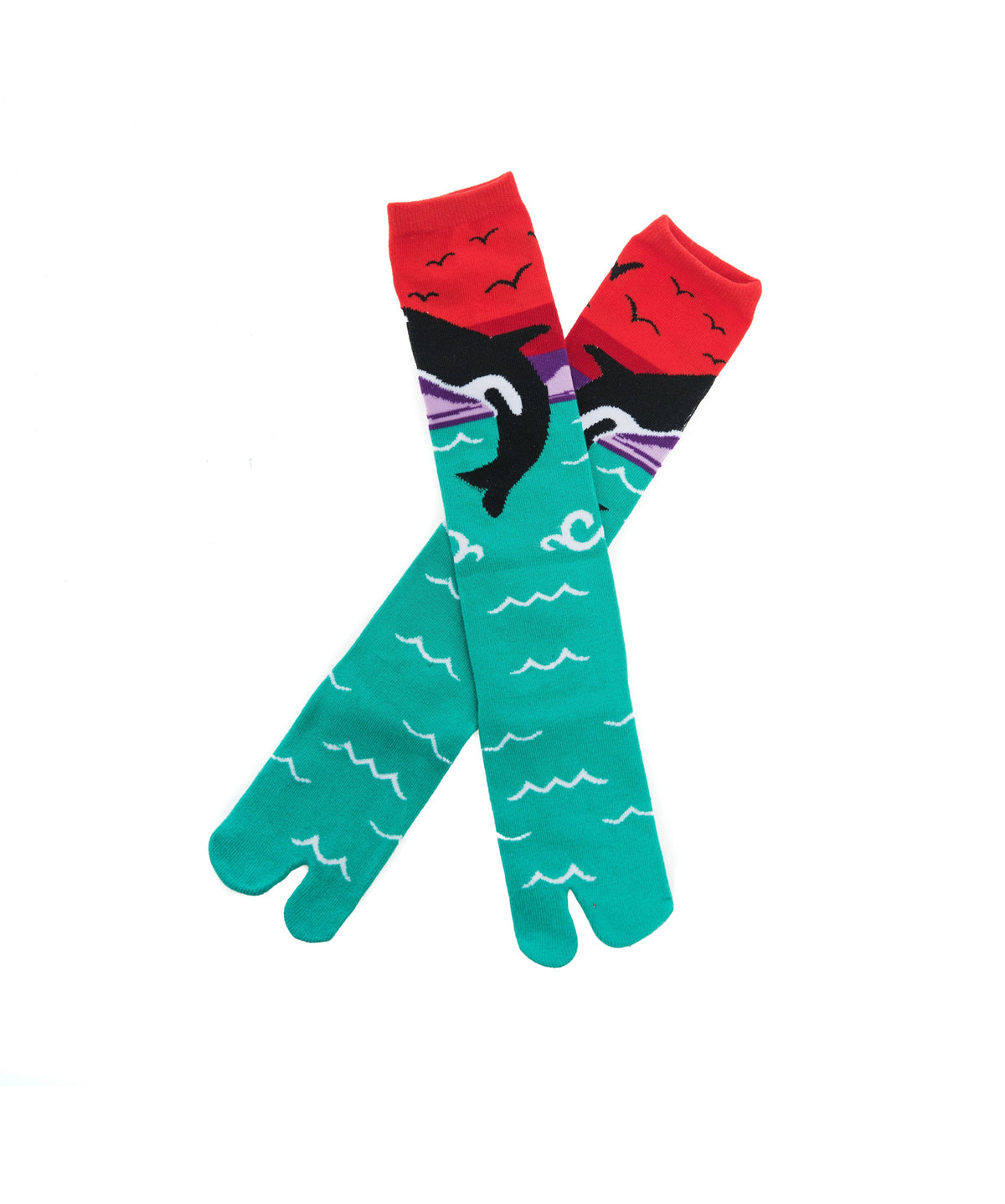 V-Toe Split Toe Novelty Socks Orca Over The Calf Tabi