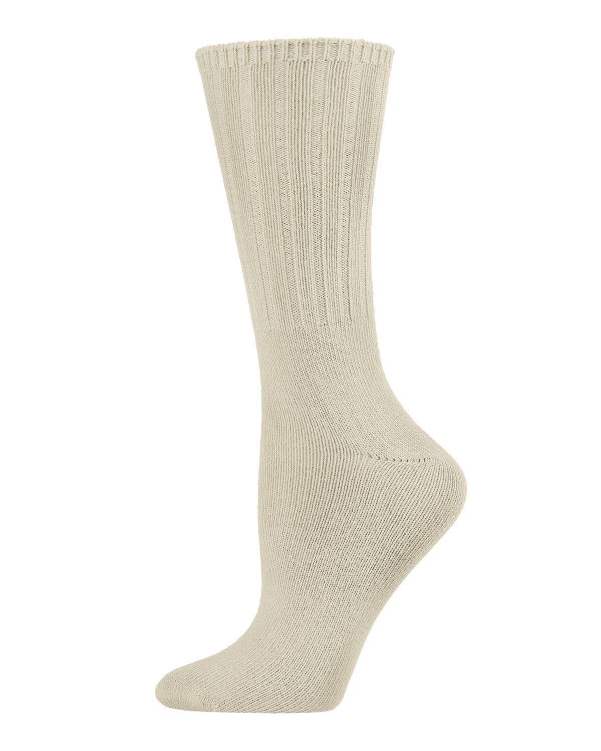 MeMoi Organic Cotton Flat-Knit Crew Socks/mock rib