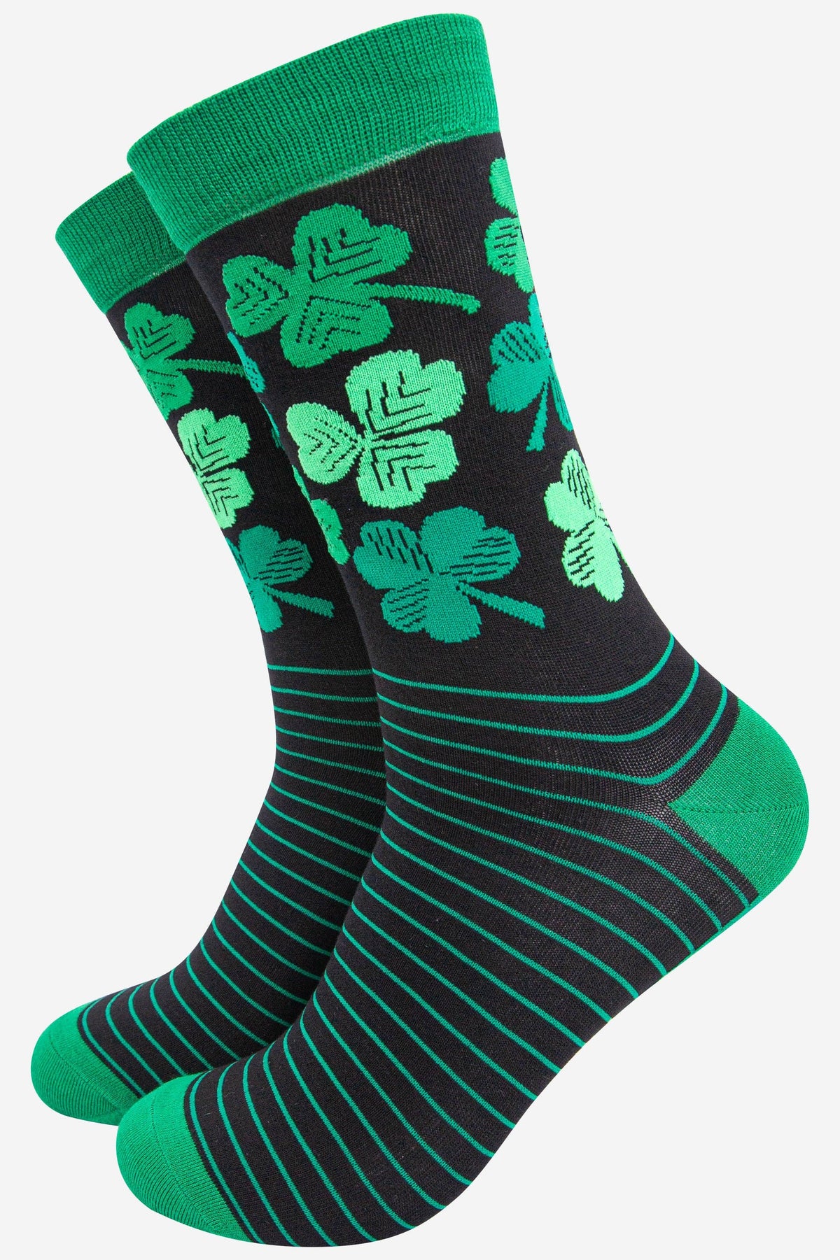 Men&#39;s Lucky Irish Shamrock Four Leaf Clover Bamboo Socks