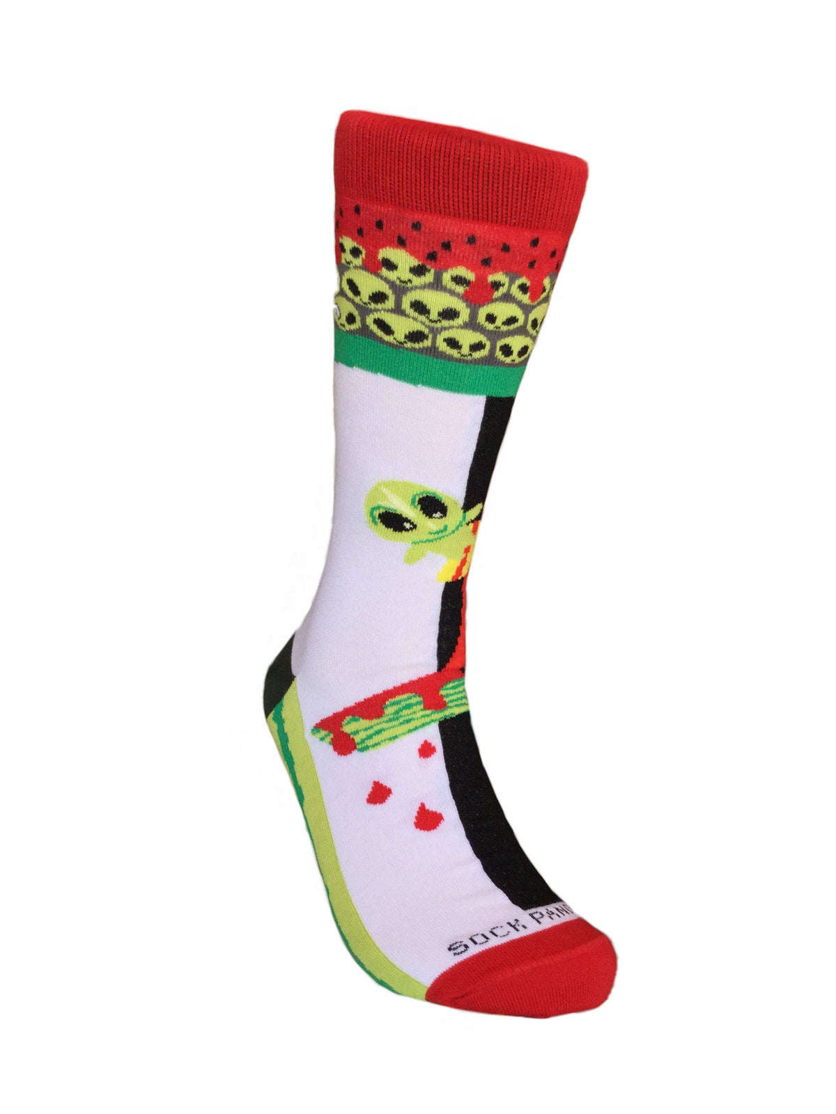Sock Panda - Skater Alien on a Half Pike Watermelon Socks (Adult Large)
