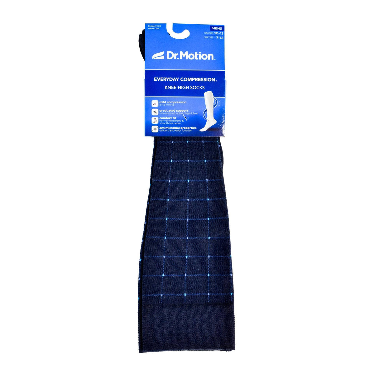 Dr. Motion/Pin Dot Grid | Knee-High Compression Socks For Men