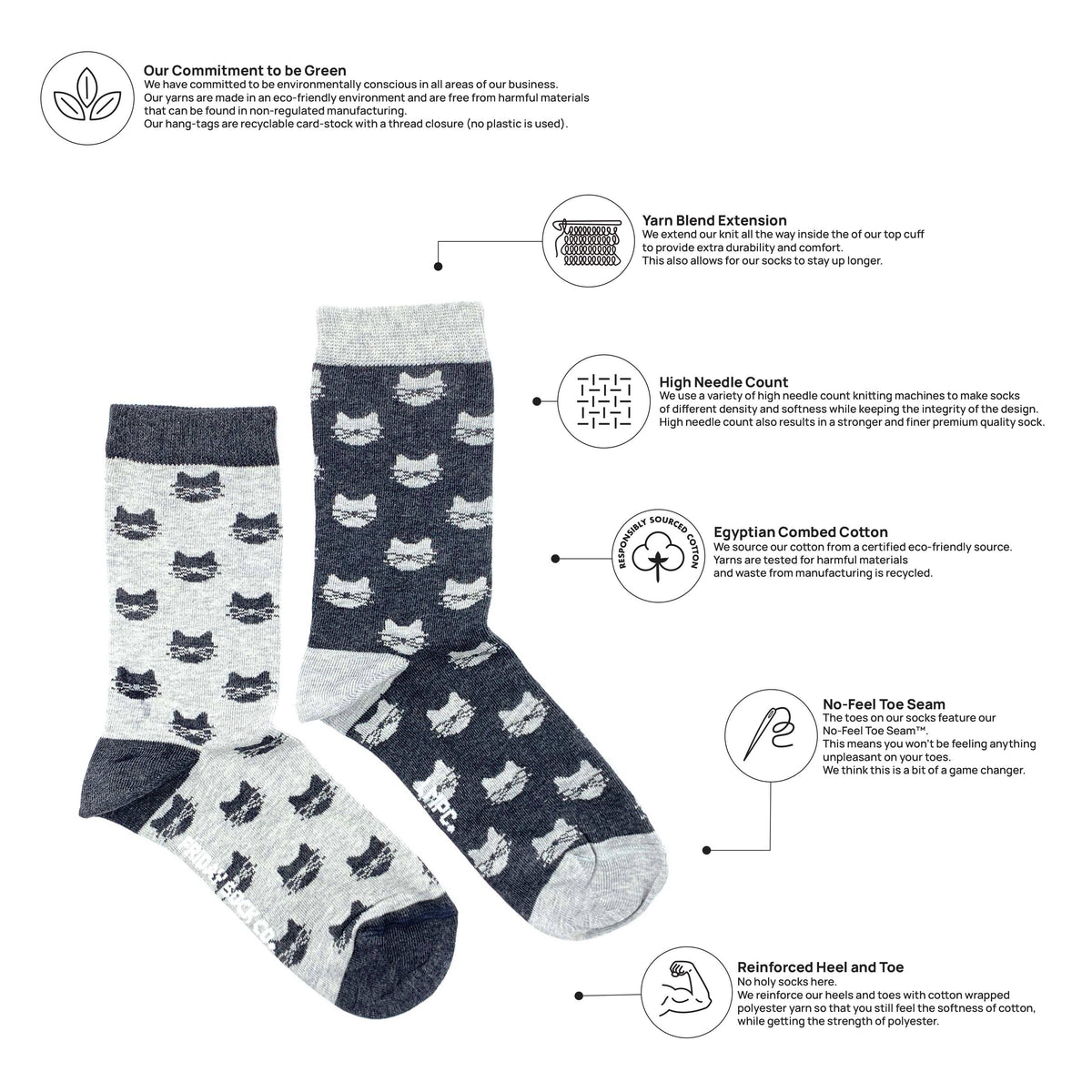 Friday Sock CompanyWomen’s Inverted Grey Cat Socks