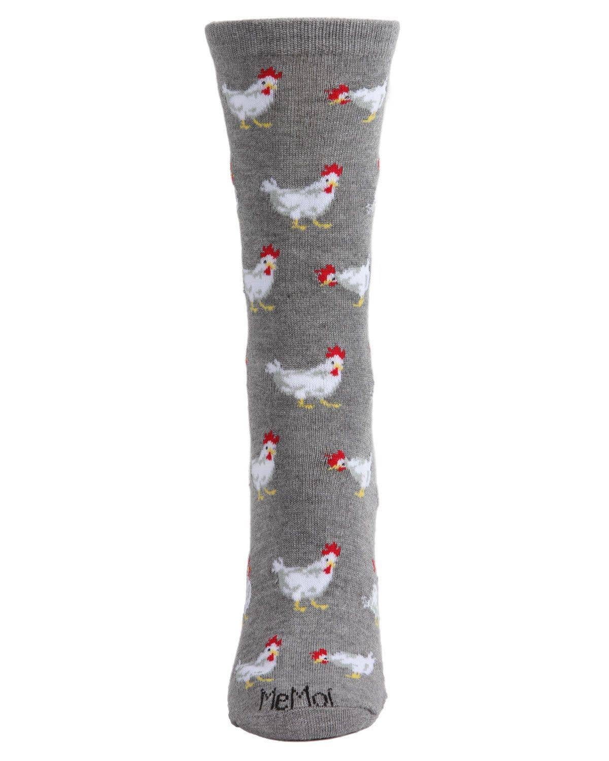 MeMoi/Chickens Bamboo Blend Crew Socks