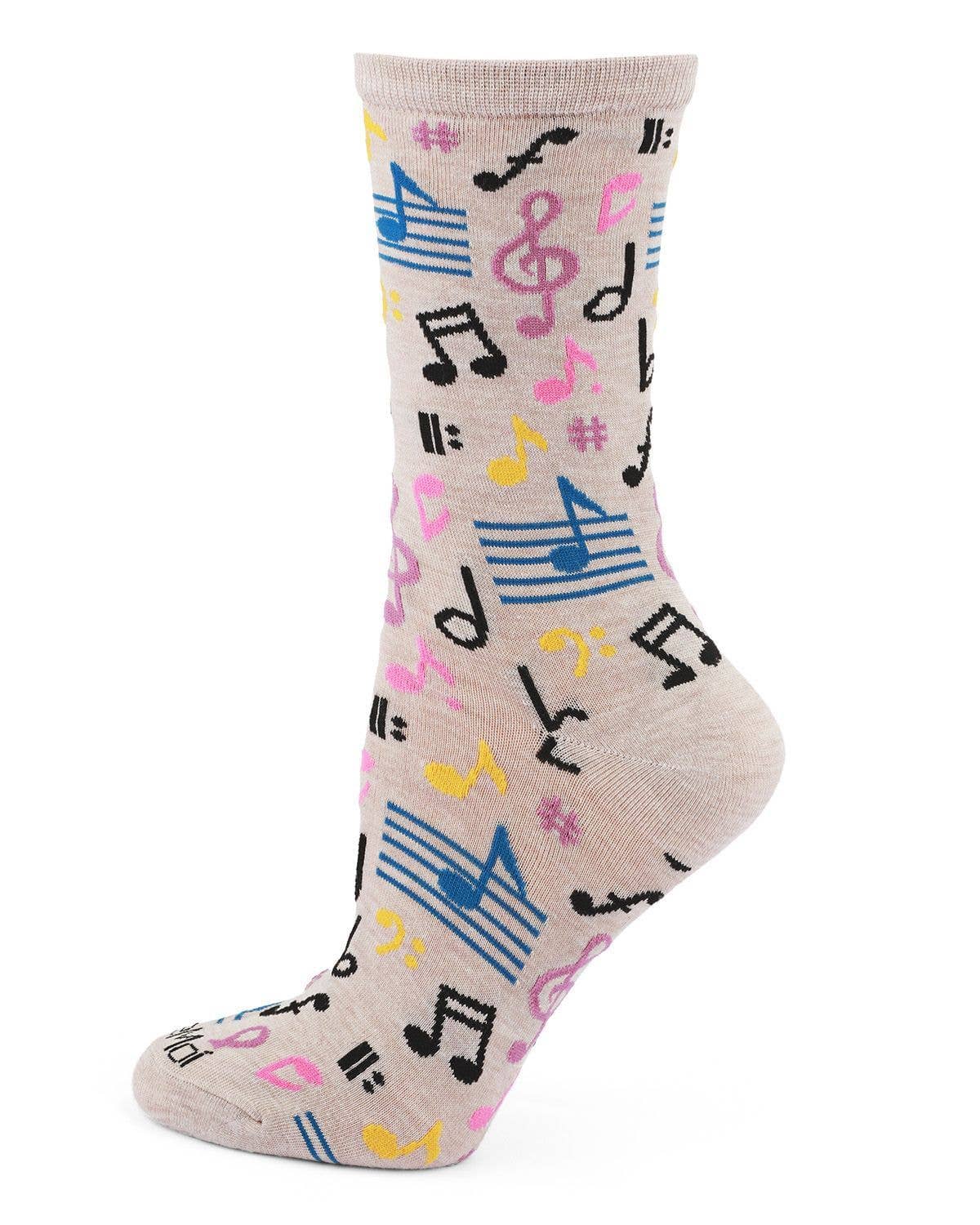 MeMoi Musical Notes Bamboo Crew Sock