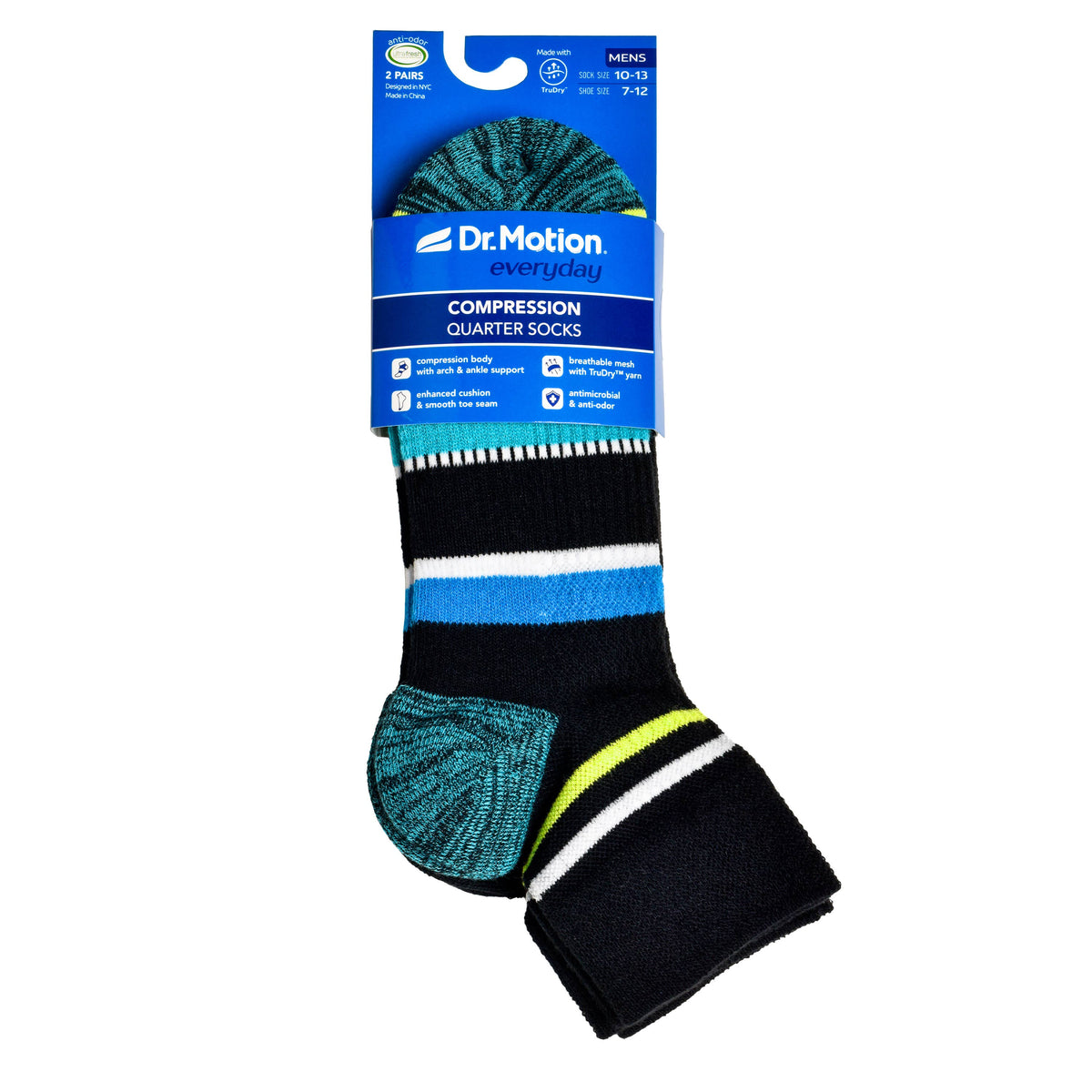 Dr. Motion/Varied Stripes | Quarter Compression Socks For Men
