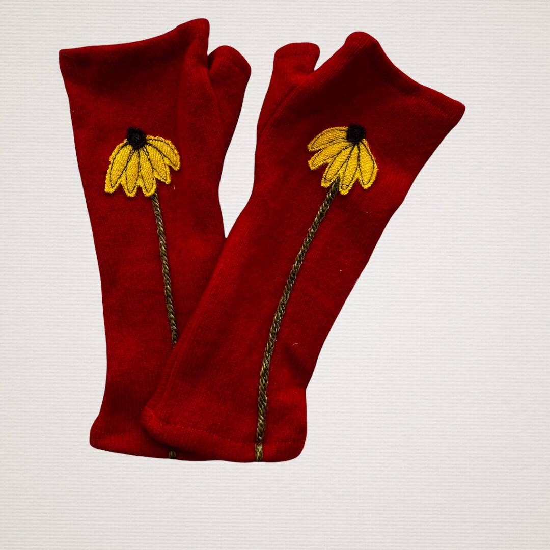 Sardine Fingerless Cashmere Gloves-Coneflower