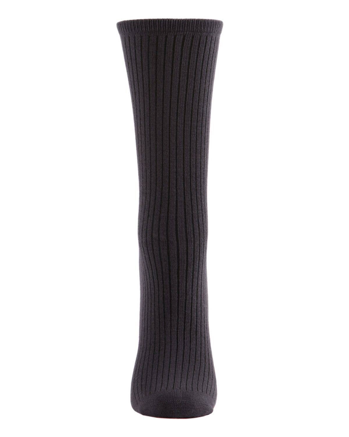 MeMoi Organic Cotton Flat-Knit Crew Socks/mock rib