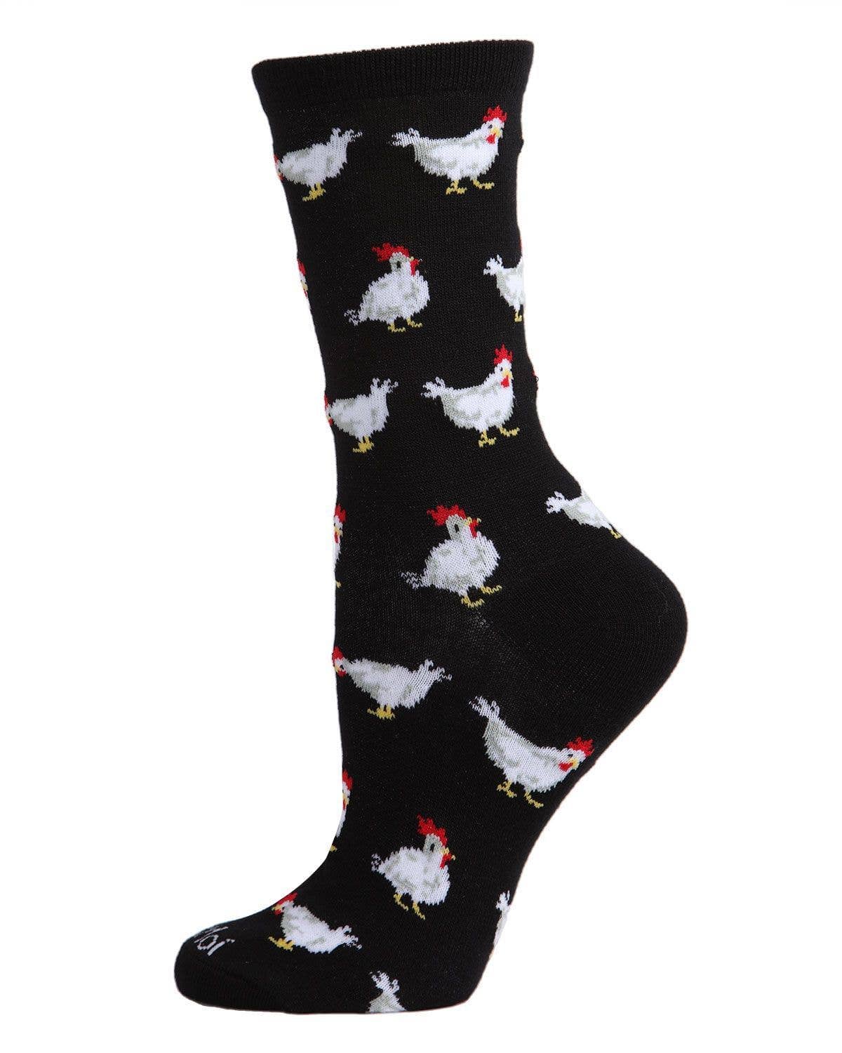 MeMoi/Chickens Bamboo Blend Crew Socks