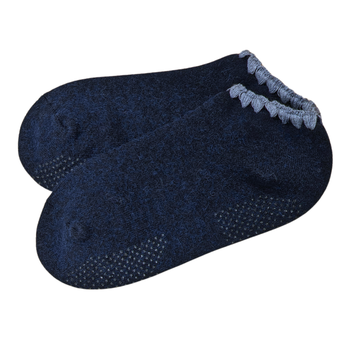 Cherrystone/Handcrafted Angora Blend Slipper Socks with Grips | Large