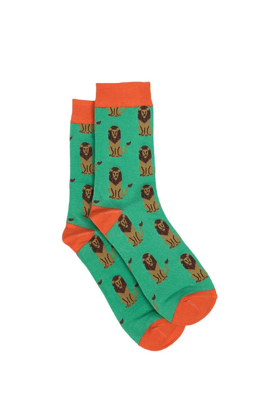 Sock Talk/Mens Bamboo Socks Lion Animal Socks Novelty Dress Sock Green-SALE