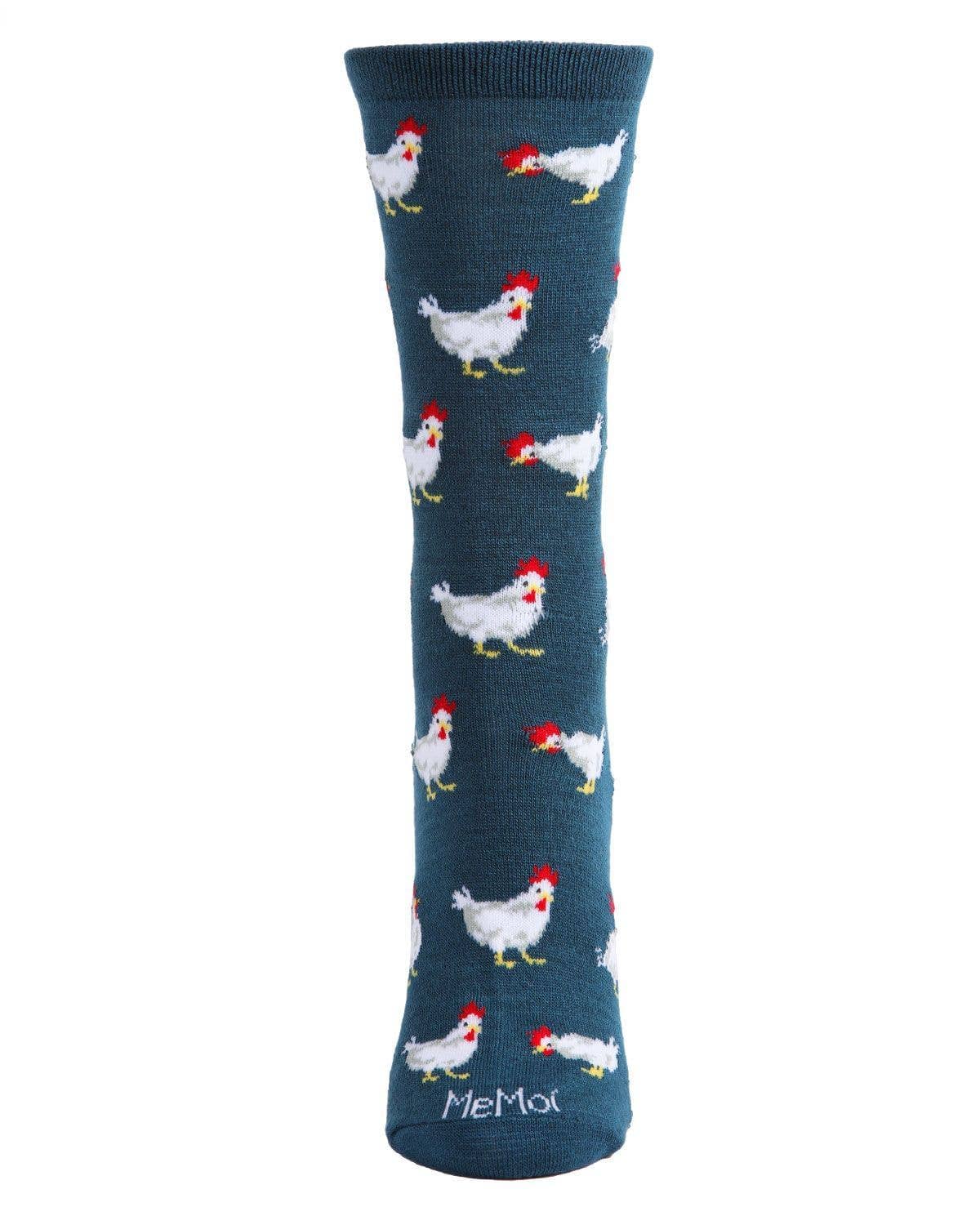 MeMoi/Chickens Bamboo Blend Crew Socks