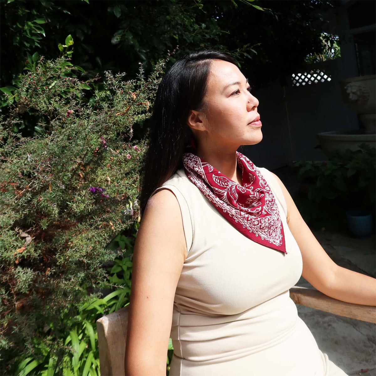 Kasih Coop/Hand Dyed Batik Bandana, 100% Soft Cotton, Cherish, Red