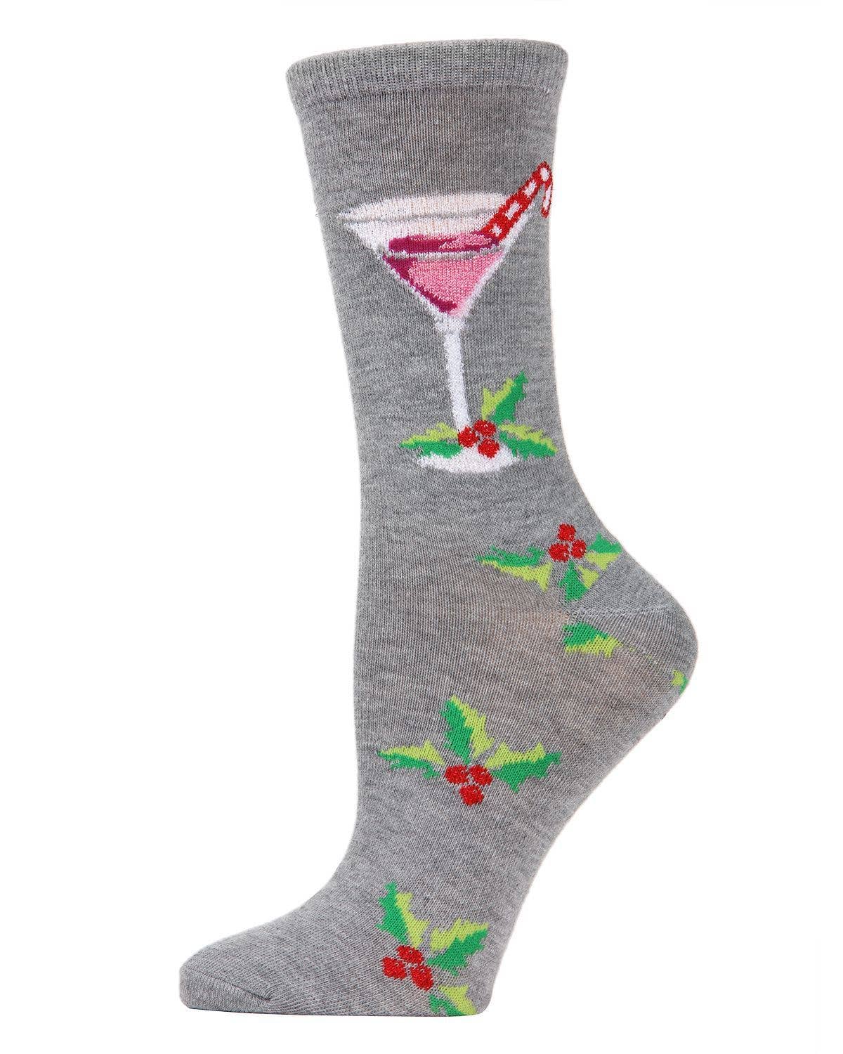 MeMoi/Christmas Drinks Holiday Crew Socks
