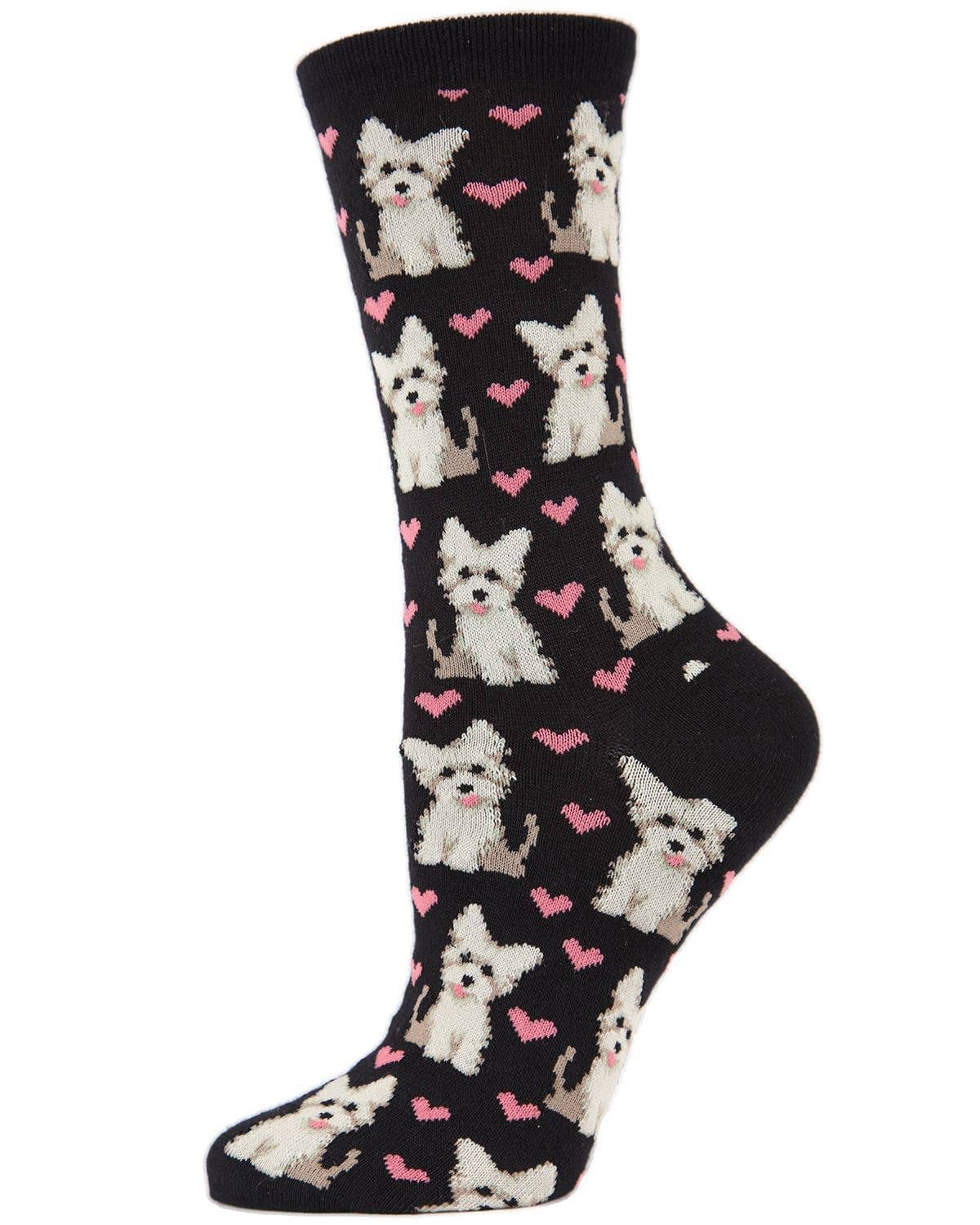 MeMoi Puppy Love Bamboo Crew Socks