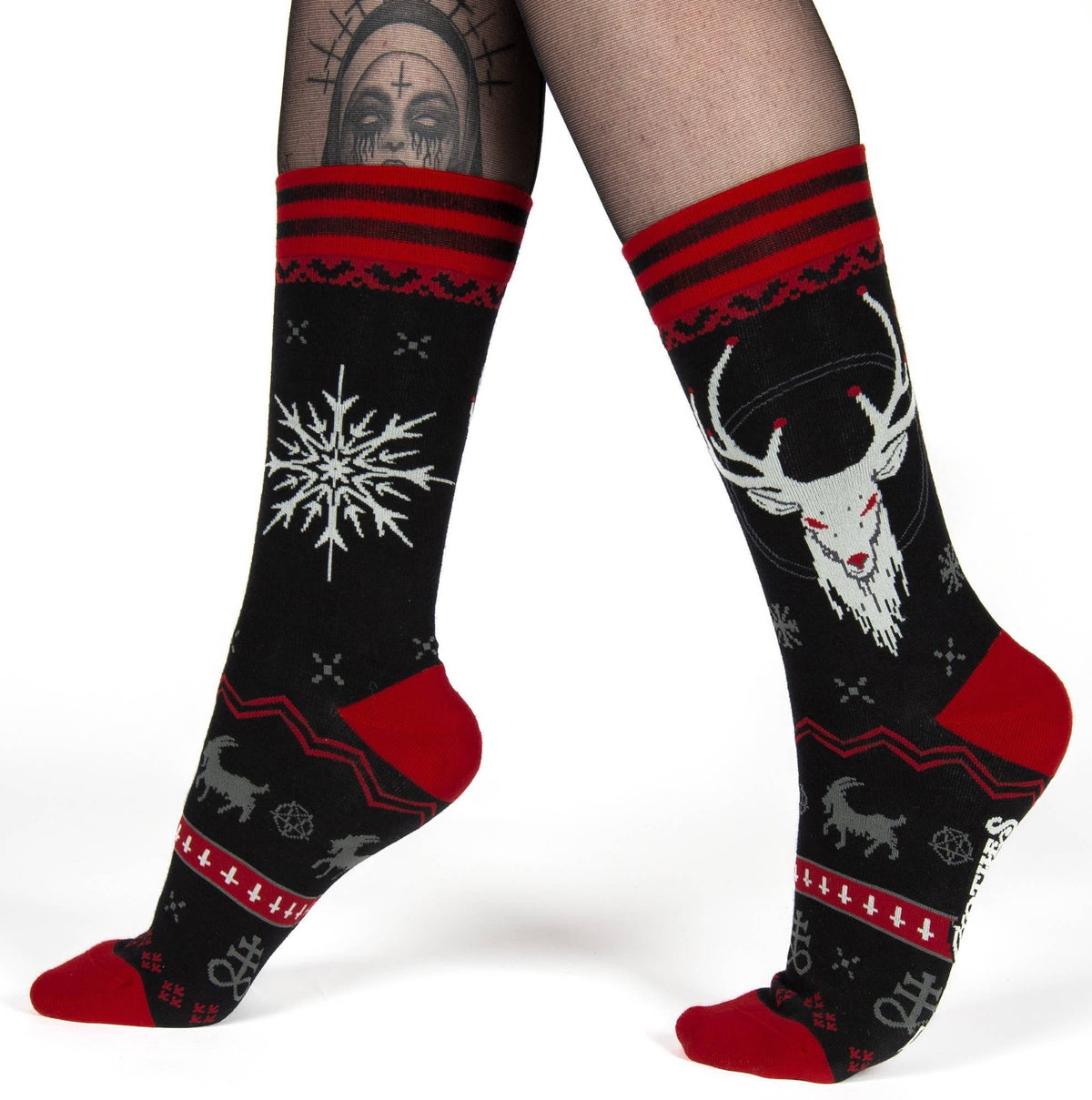 Foot Clothes/Beelzebuck Ugly Xmas Sweater Crew Socks