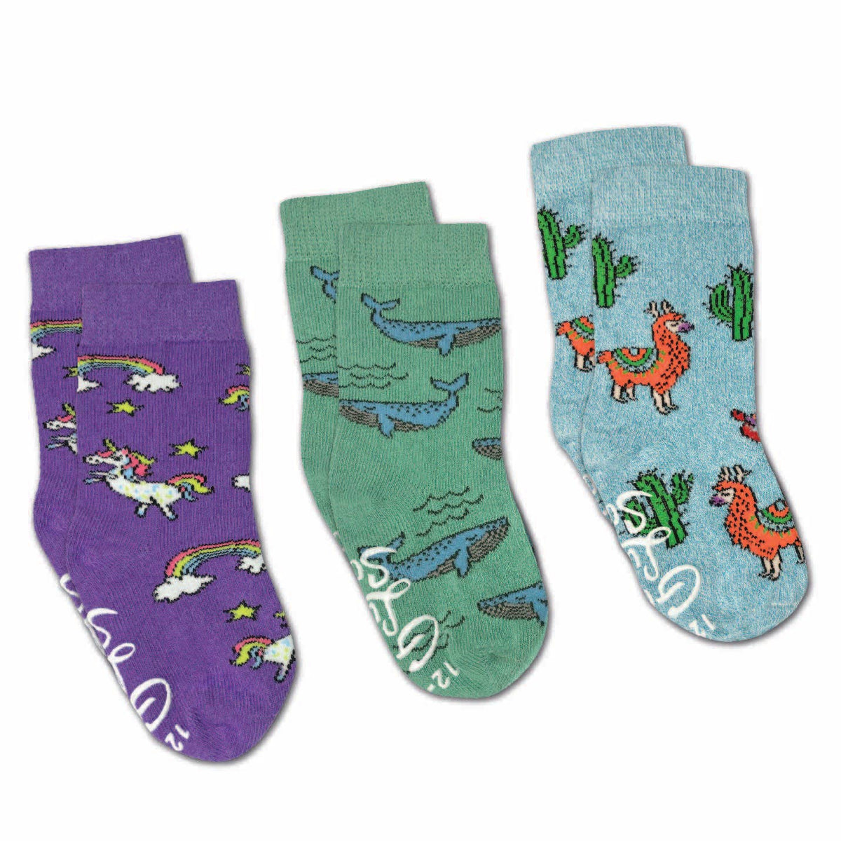 Good Luck Sock Llamas, Unicorns And Whales Kids Socks / 3-Pack