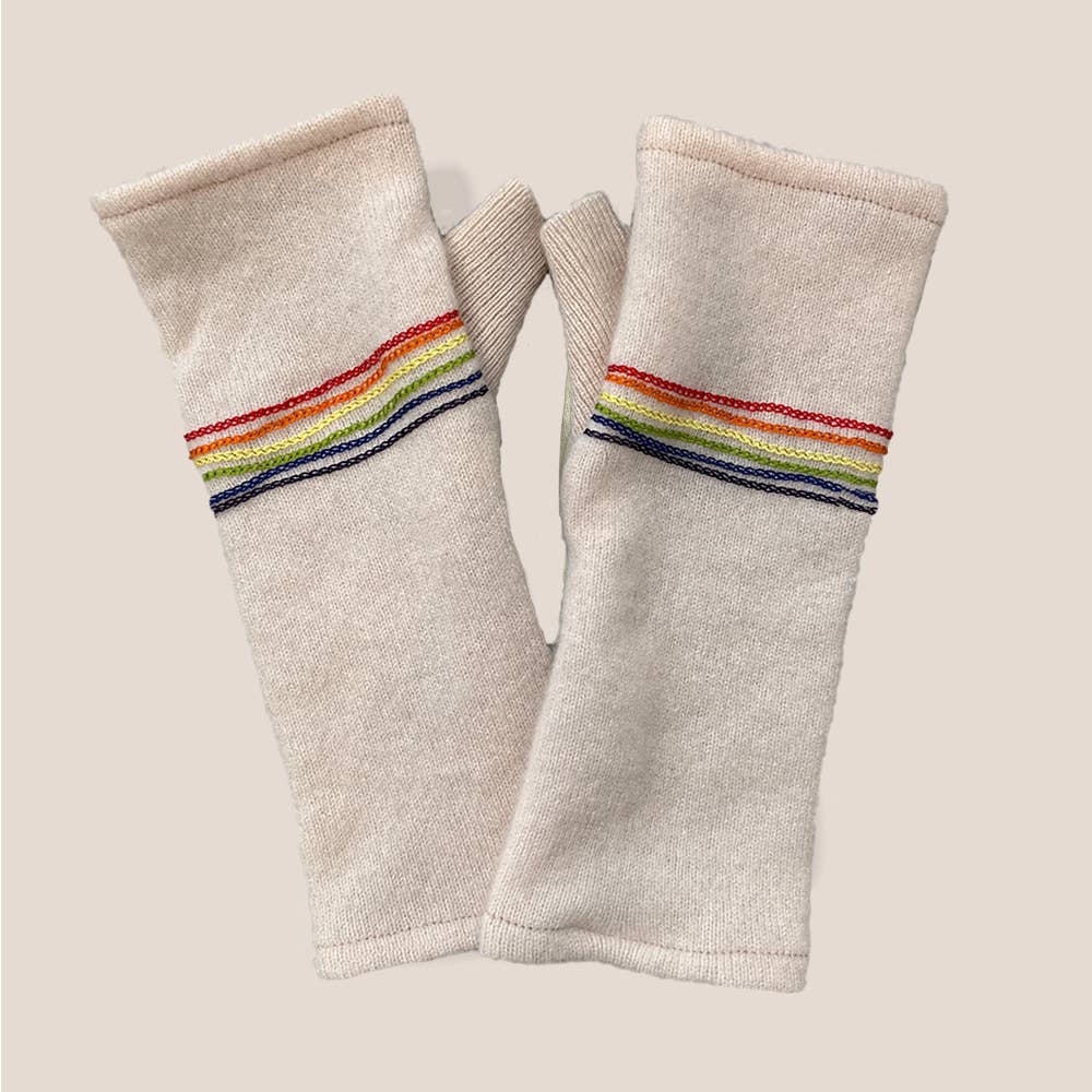 Sardine Fingerless Cashmere Gloves-Rainbows