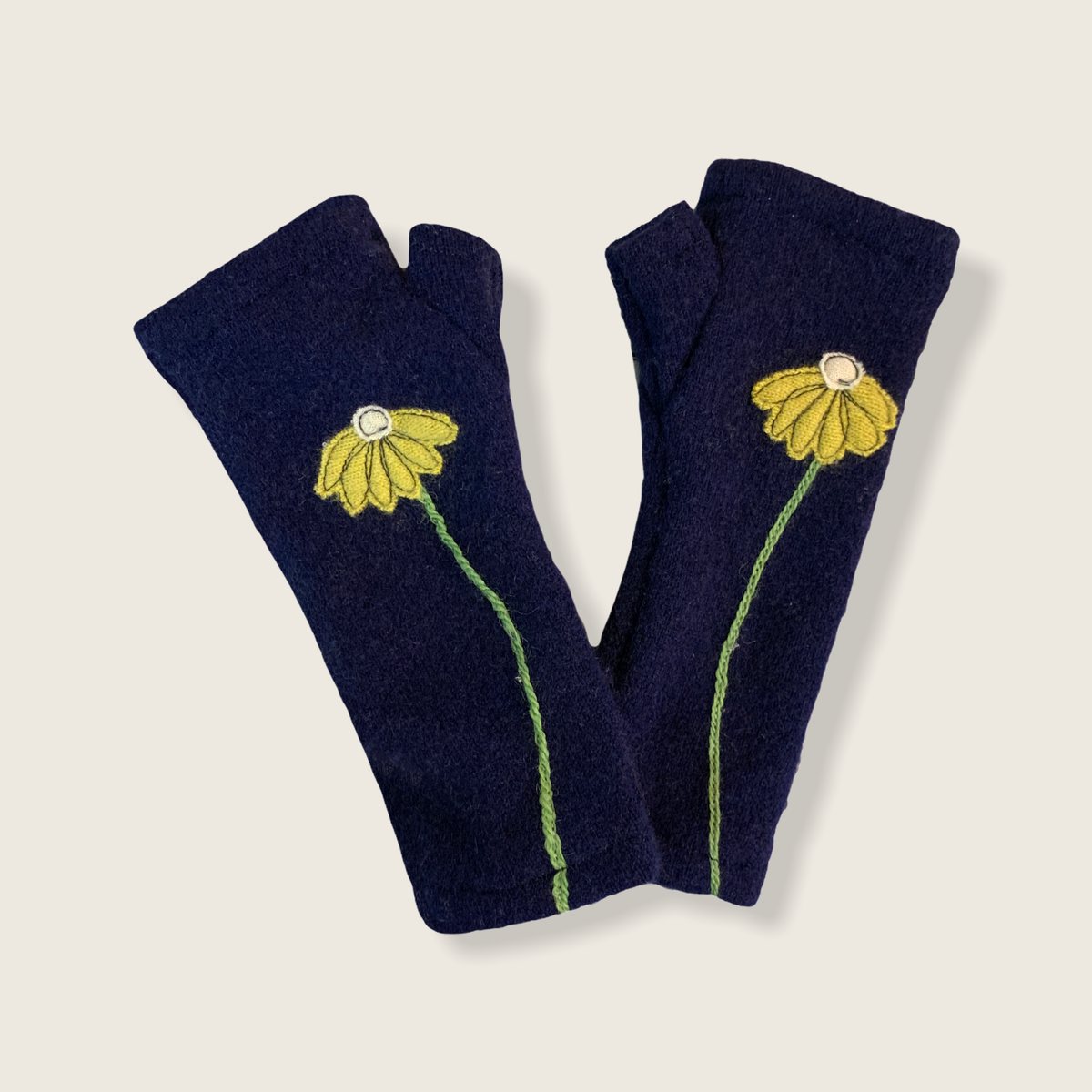 Sardine Fingerless Cashmere Gloves-Coneflower