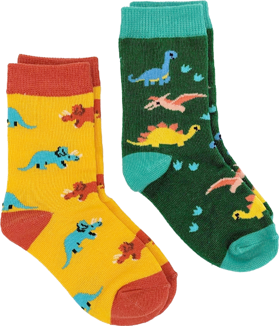 Sock Harbor/Kids Dinosaurs 2-Pack Socks (Ages 2-4)