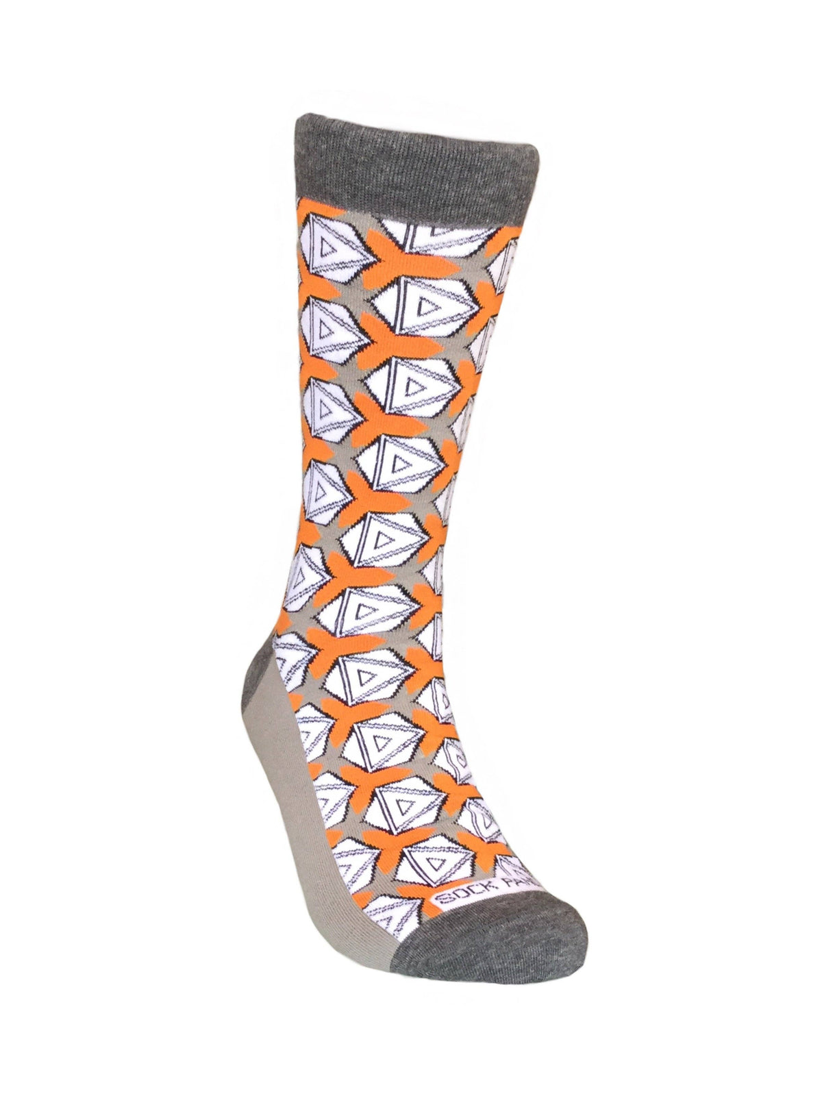 Sock Panda - Stylish and Unique Orange &amp; Grey Geometric Socks
